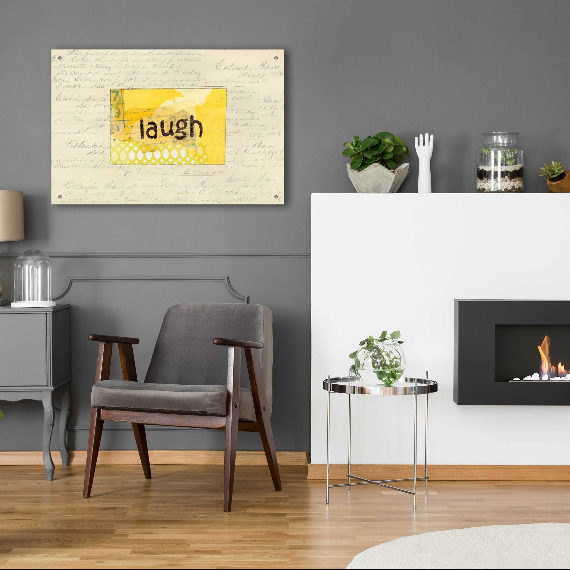 Epic Art 'Laugh Collage by Courtney Prahl, Acrylic Glass Wall Art,36x24