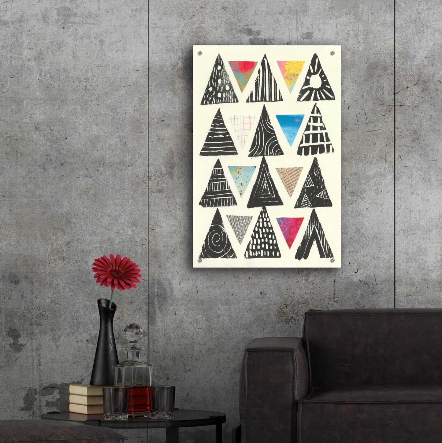 Epic Art 'Triangles by Courtney Prahl, Acrylic Glass Wall Art,24x36