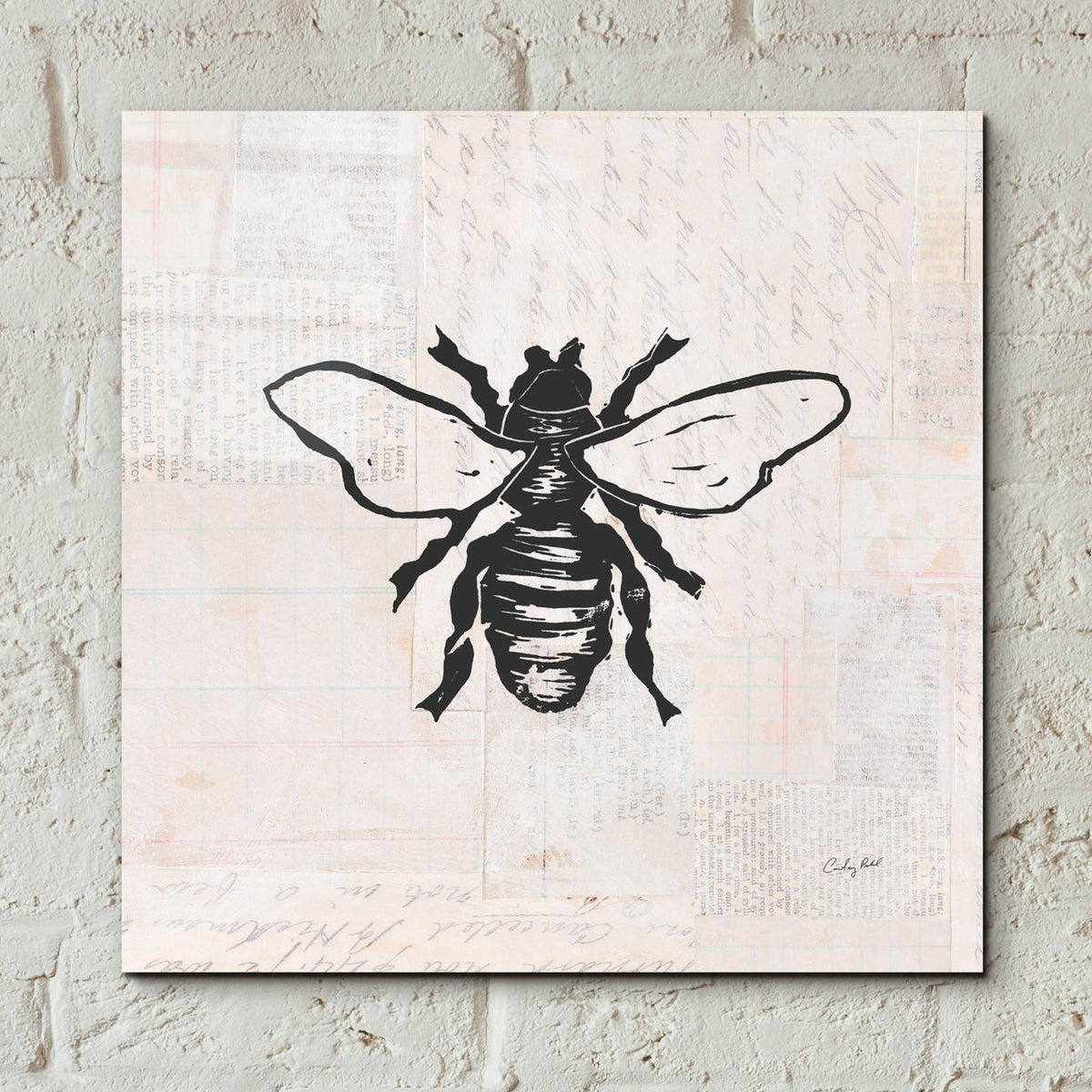 Epic Art 'Bee Stamp BW by Courtney Prahl, Acrylic Glass Wall Art,12x12