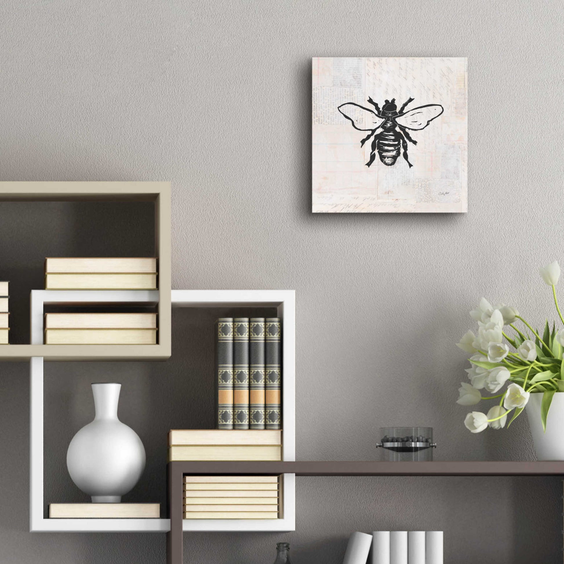 Epic Art 'Bee Stamp BW by Courtney Prahl, Acrylic Glass Wall Art,12x12