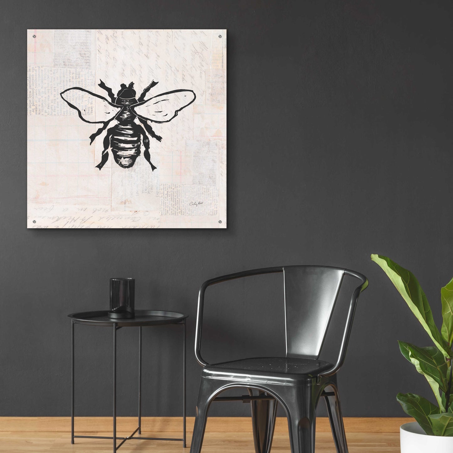 Epic Art 'Bee Stamp BW by Courtney Prahl, Acrylic Glass Wall Art,36x36