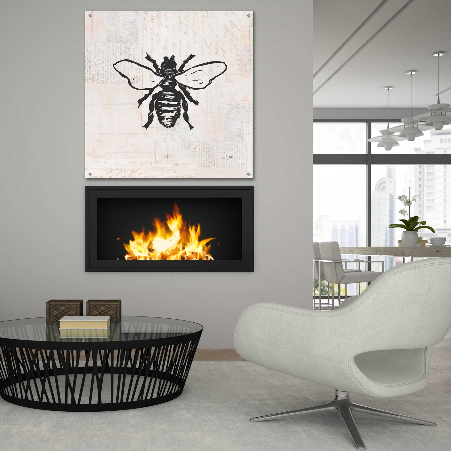 Epic Art 'Bee Stamp BW by Courtney Prahl, Acrylic Glass Wall Art,36x36