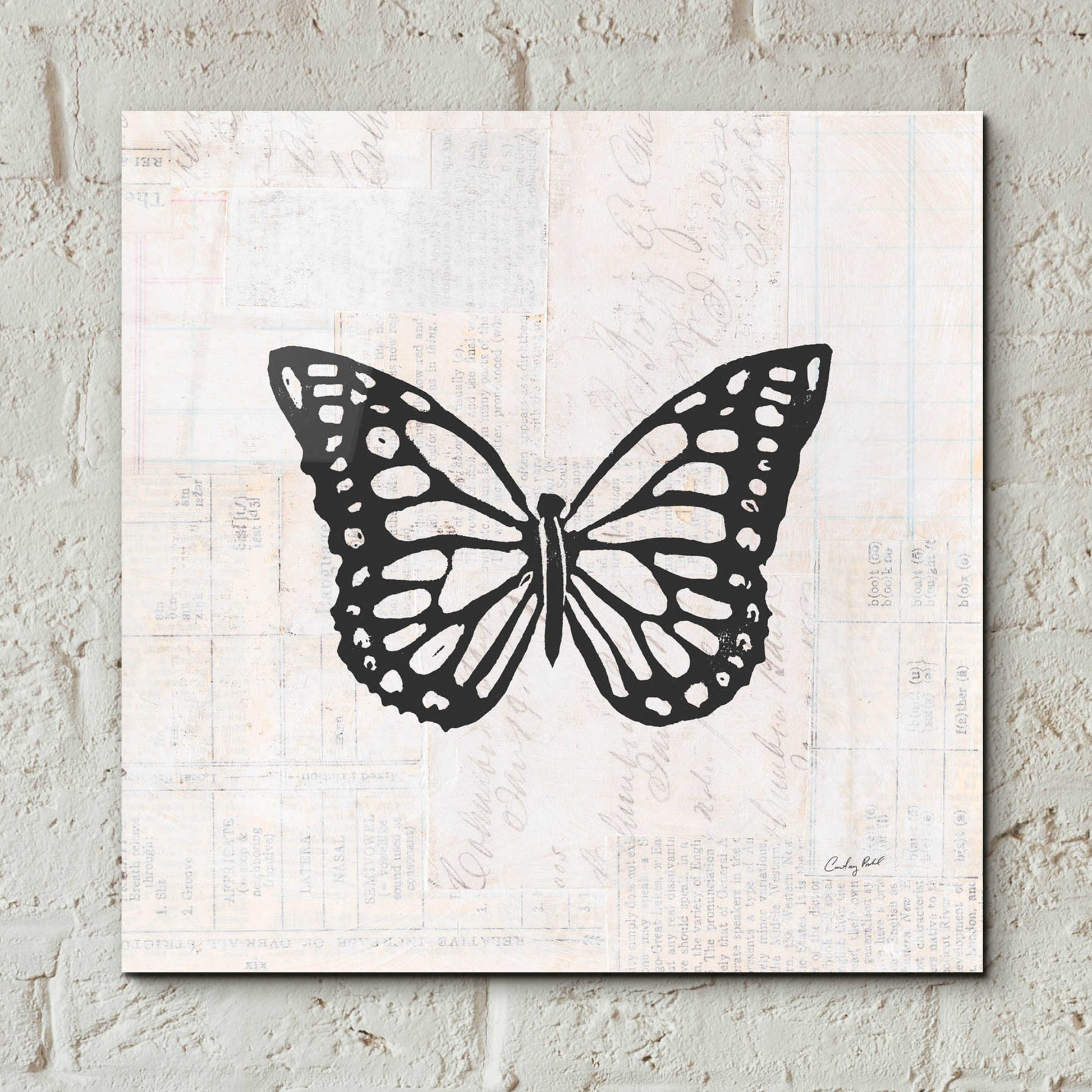 Epic Art 'Butterfly Stamp BW by Courtney Prahl, Acrylic Glass Wall Art,12x12