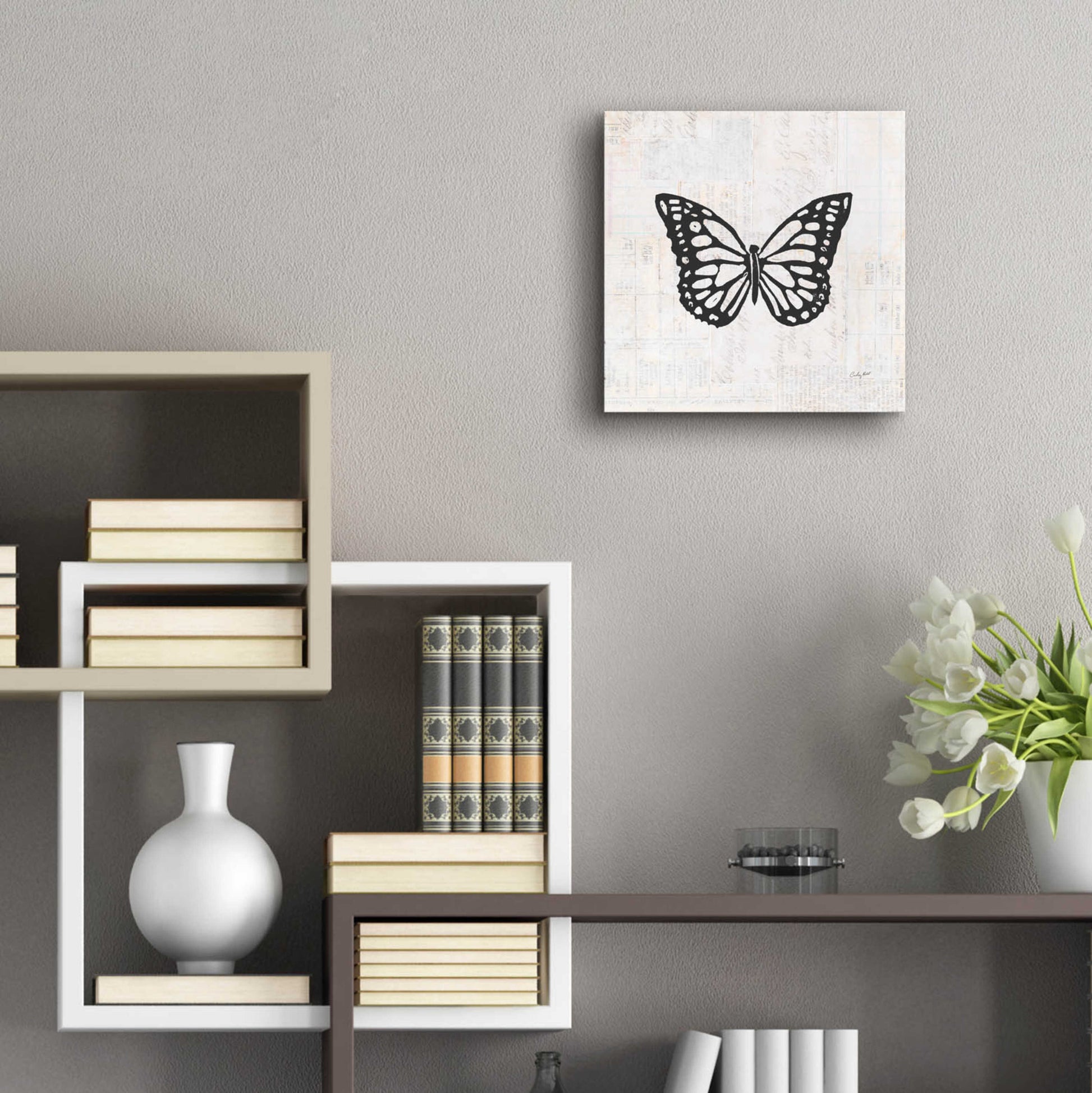 Epic Art 'Butterfly Stamp BW by Courtney Prahl, Acrylic Glass Wall Art,12x12