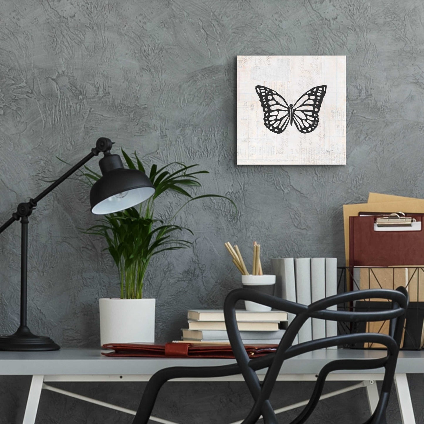 Epic Art 'Butterfly Stamp BW by Courtney Prahl, Acrylic Glass Wall Art,12x12