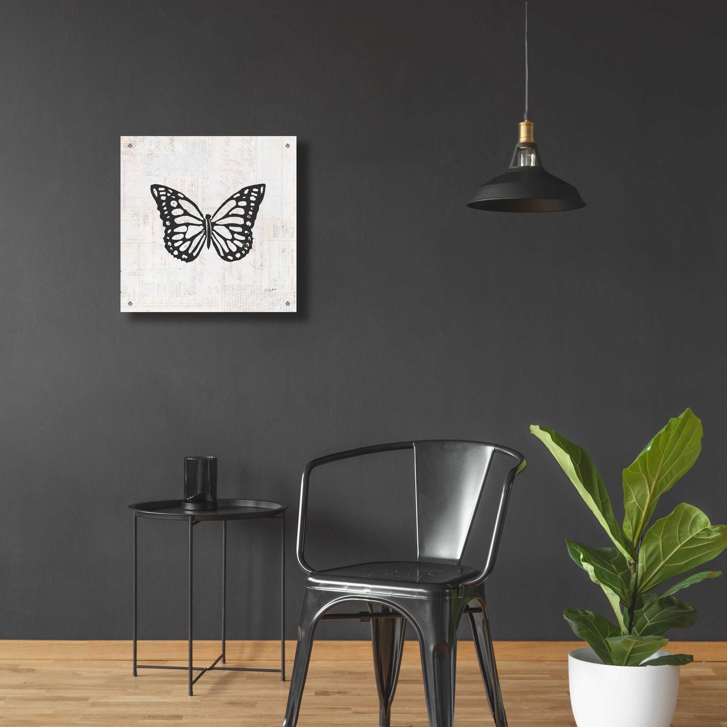 Epic Art 'Butterfly Stamp BW by Courtney Prahl, Acrylic Glass Wall Art,24x24