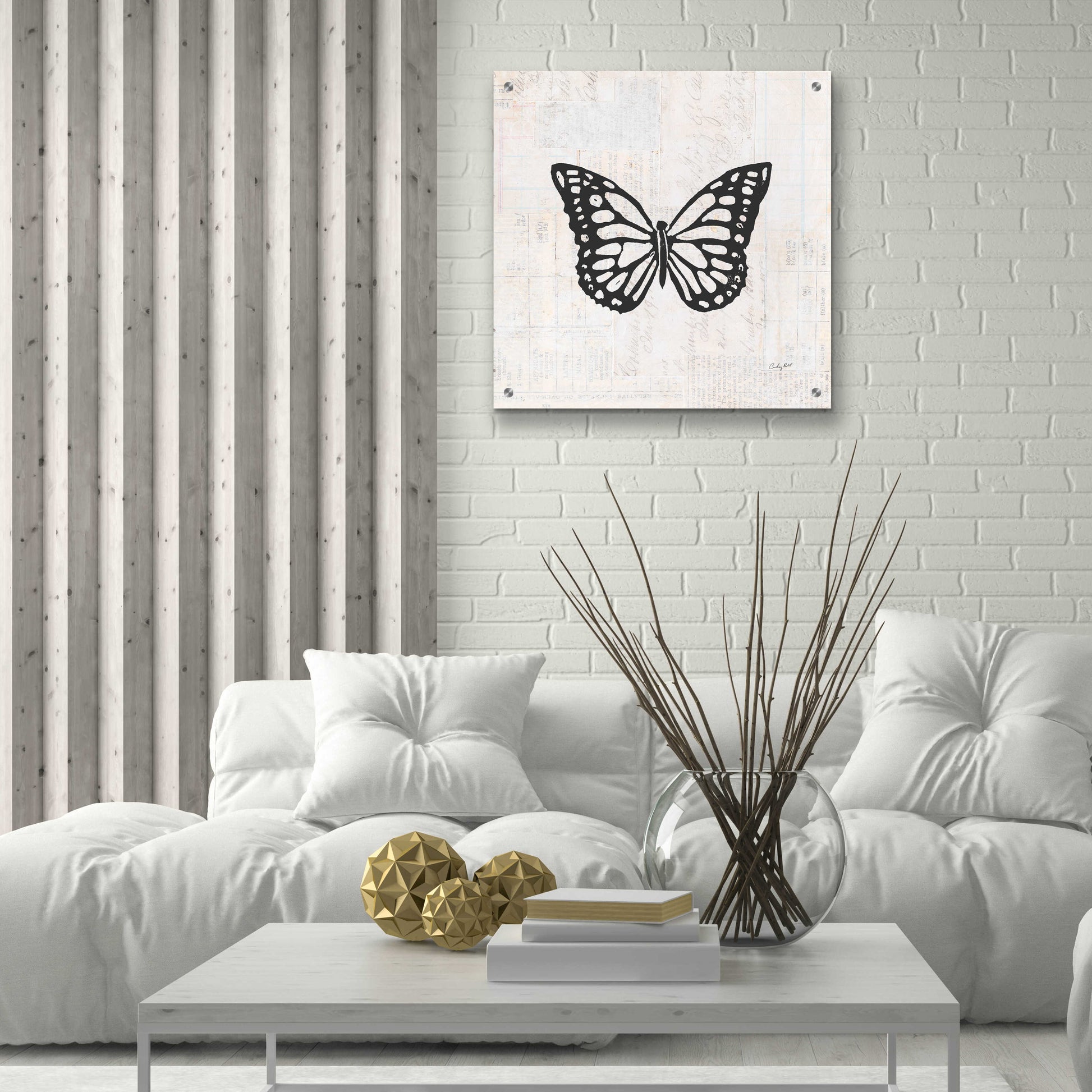 Epic Art 'Butterfly Stamp BW by Courtney Prahl, Acrylic Glass Wall Art,24x24