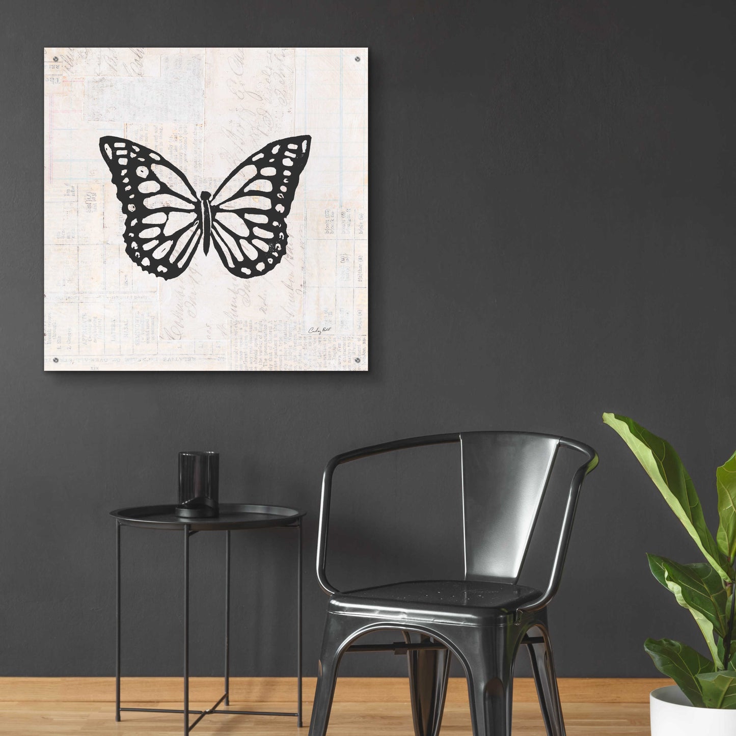 Epic Art 'Butterfly Stamp BW by Courtney Prahl, Acrylic Glass Wall Art,36x36