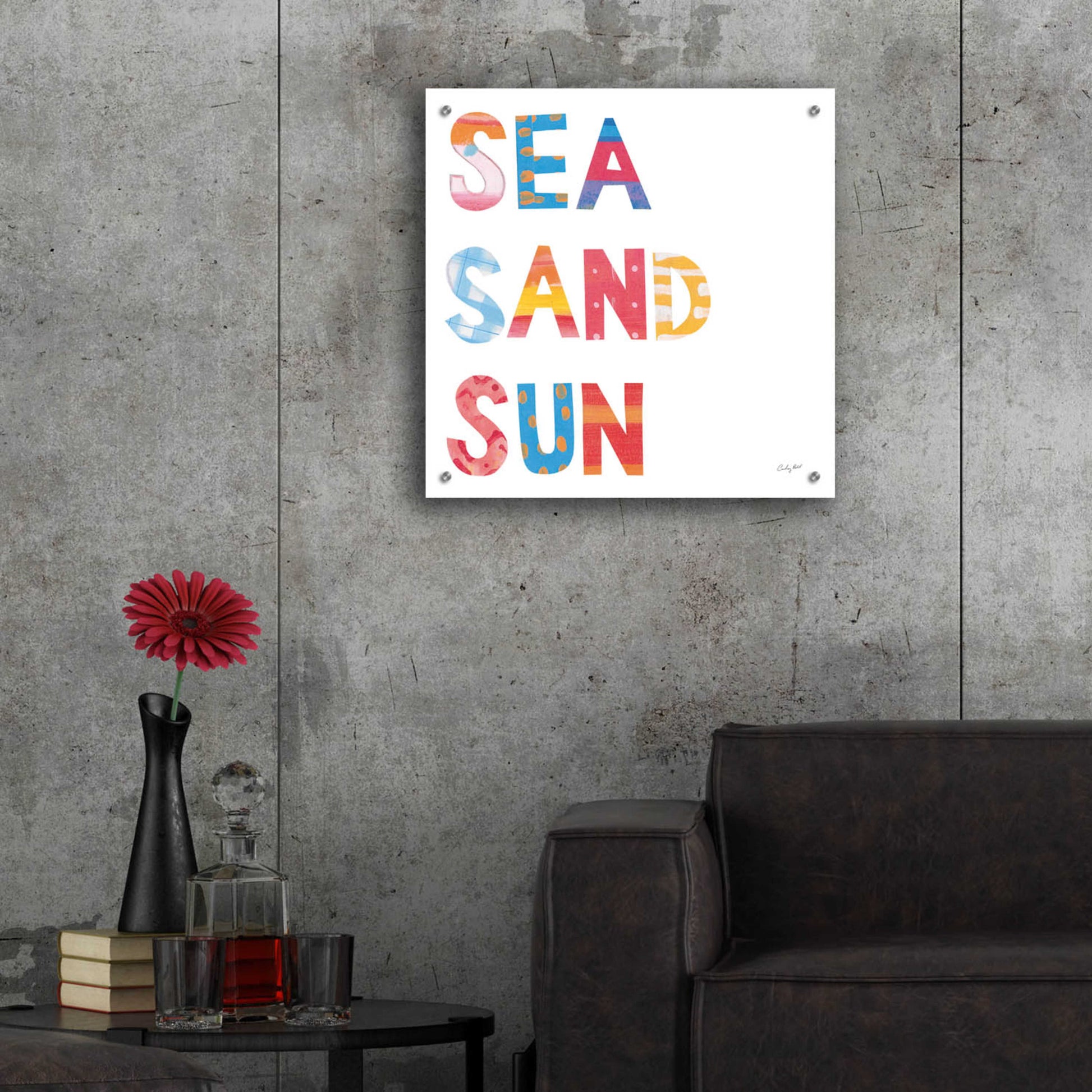 Epic Art 'Sea Sand Sun IV by Courtney Prahl, Acrylic Glass Wall Art,24x24