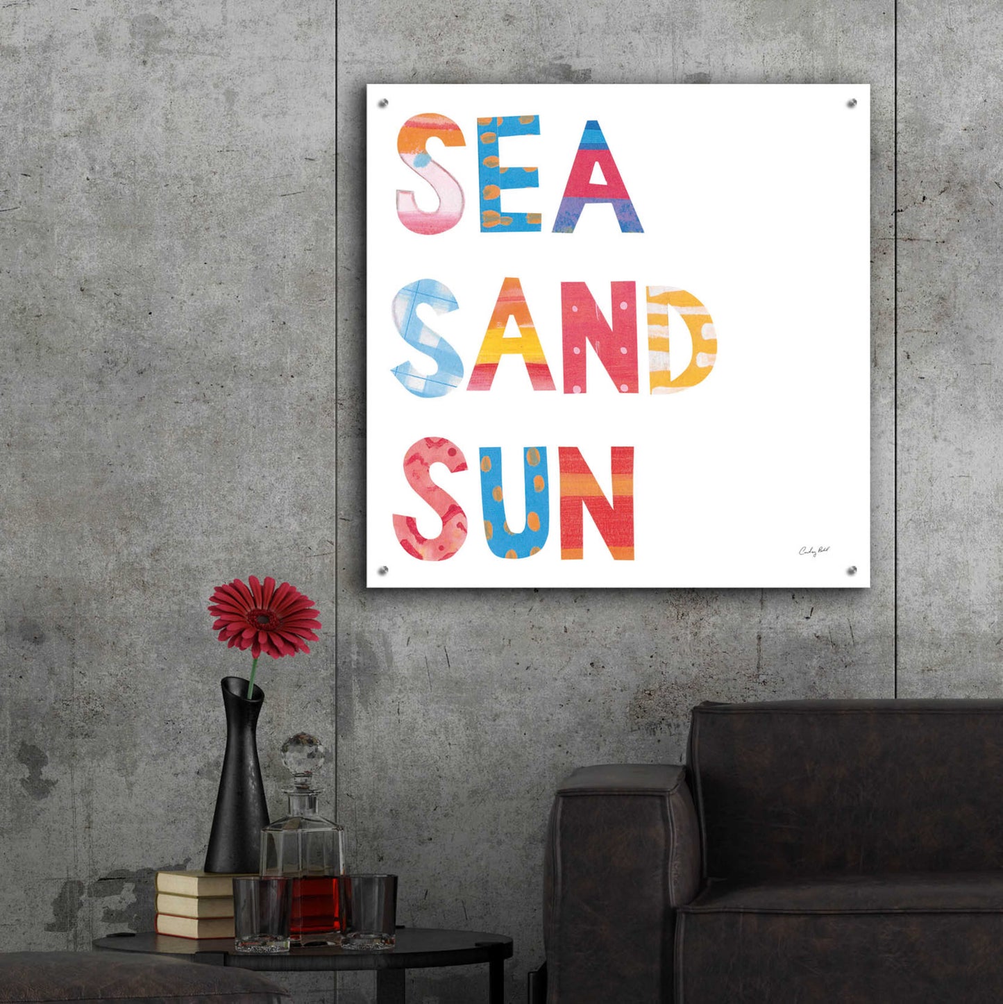 Epic Art 'Sea Sand Sun IV by Courtney Prahl, Acrylic Glass Wall Art,36x36