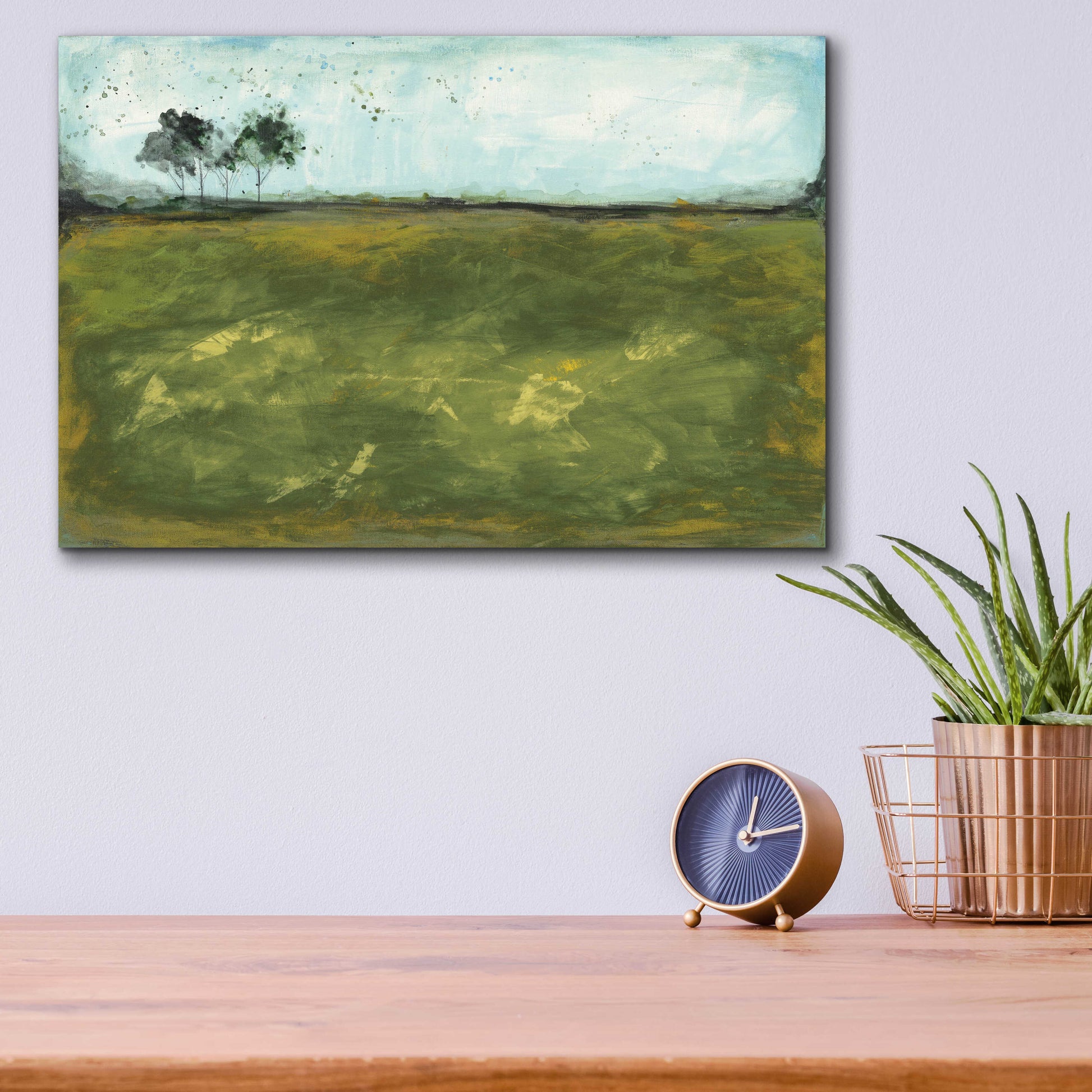 Epic Art 'Over the Meadow Green by Courtney Prahl, Acrylic Glass Wall Art,16x12