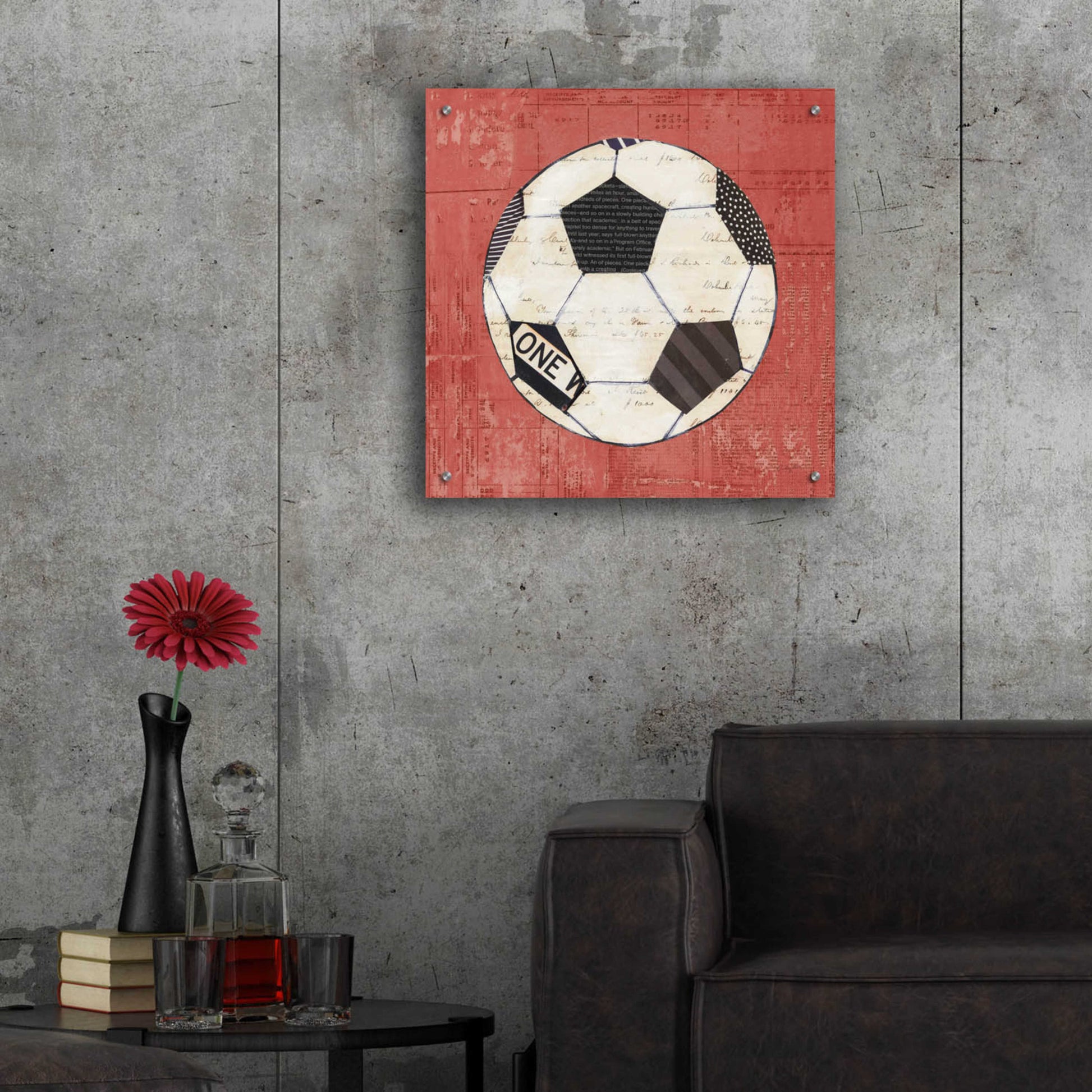 Epic Art 'Play Ball III Red by Courtney Prahl, Acrylic Glass Wall Art,24x24