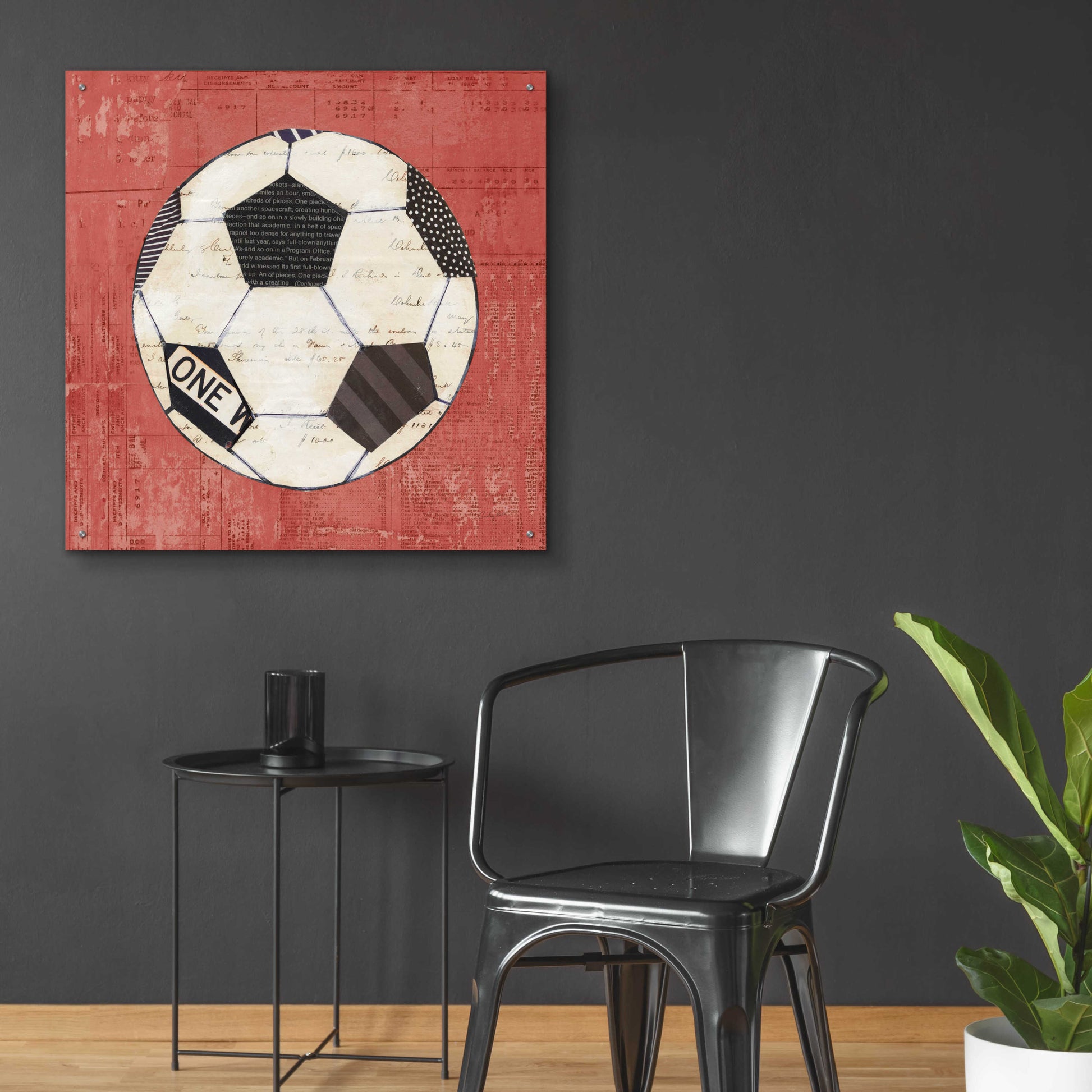 Epic Art 'Play Ball III Red by Courtney Prahl, Acrylic Glass Wall Art,36x36