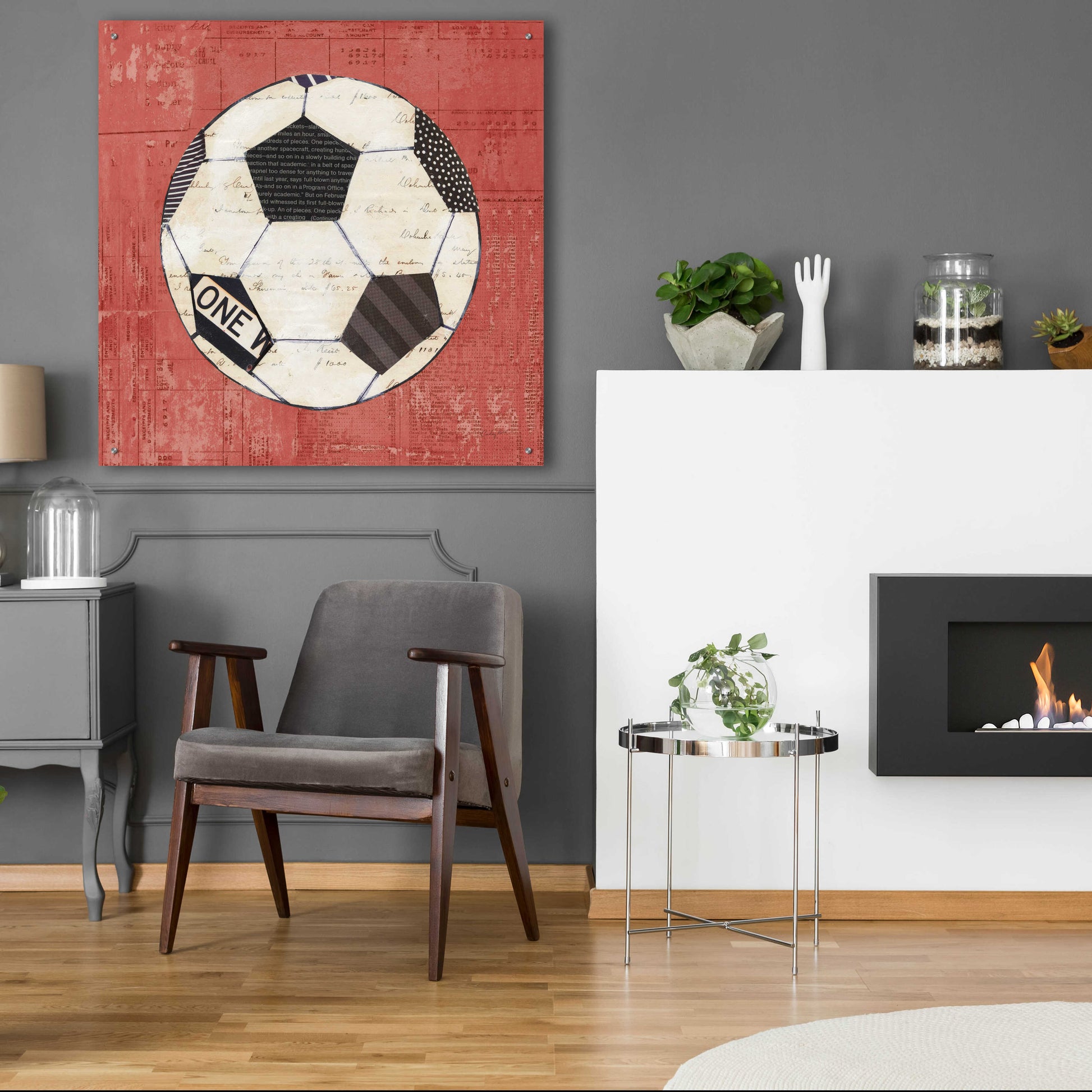 Epic Art 'Play Ball III Red by Courtney Prahl, Acrylic Glass Wall Art,36x36