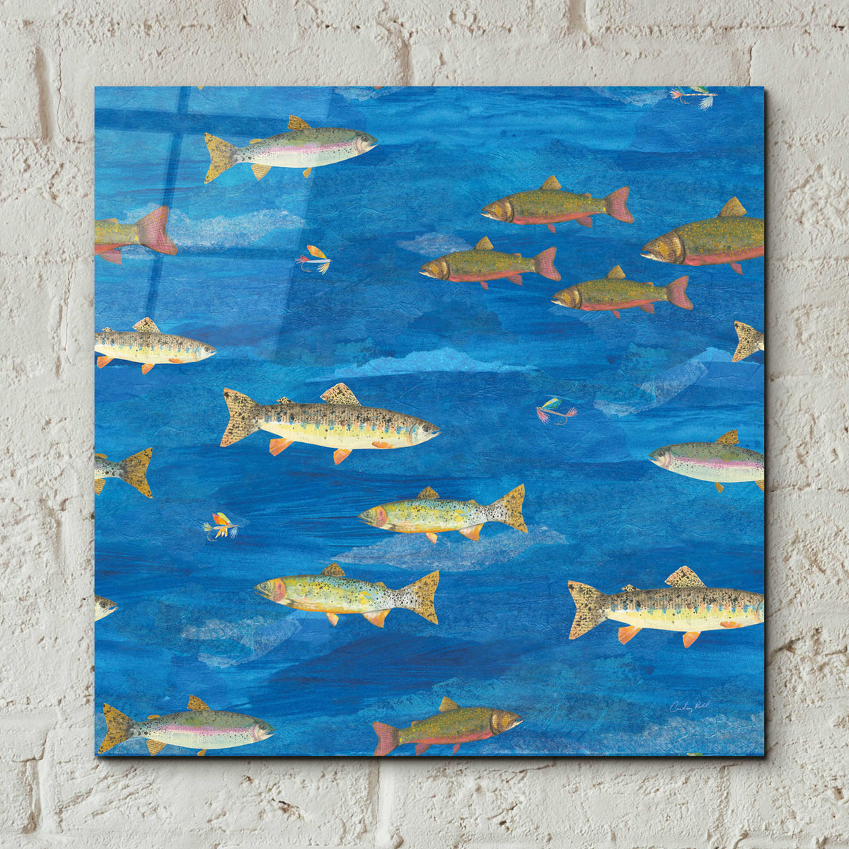 Epic Art 'Angling in The Stream Pattern I by Courtney Prahl, Acrylic Glass Wall Art,12x12