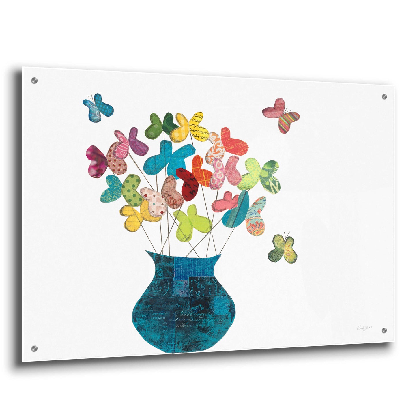 Epic Art 'Butterfly Bouquet on White by Courtney Prahl, Acrylic Glass Wall Art,36x24