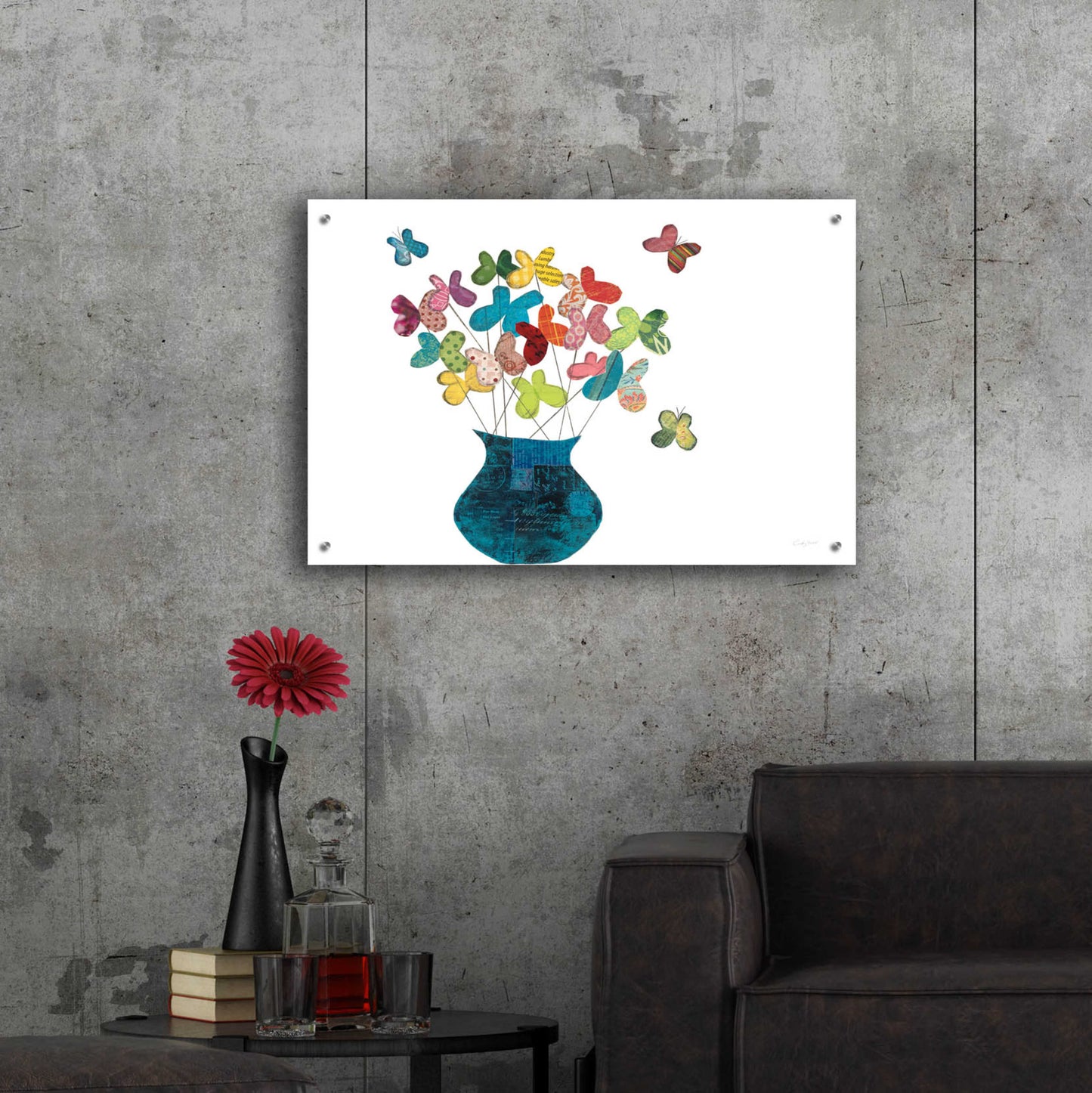 Epic Art 'Butterfly Bouquet on White by Courtney Prahl, Acrylic Glass Wall Art,36x24