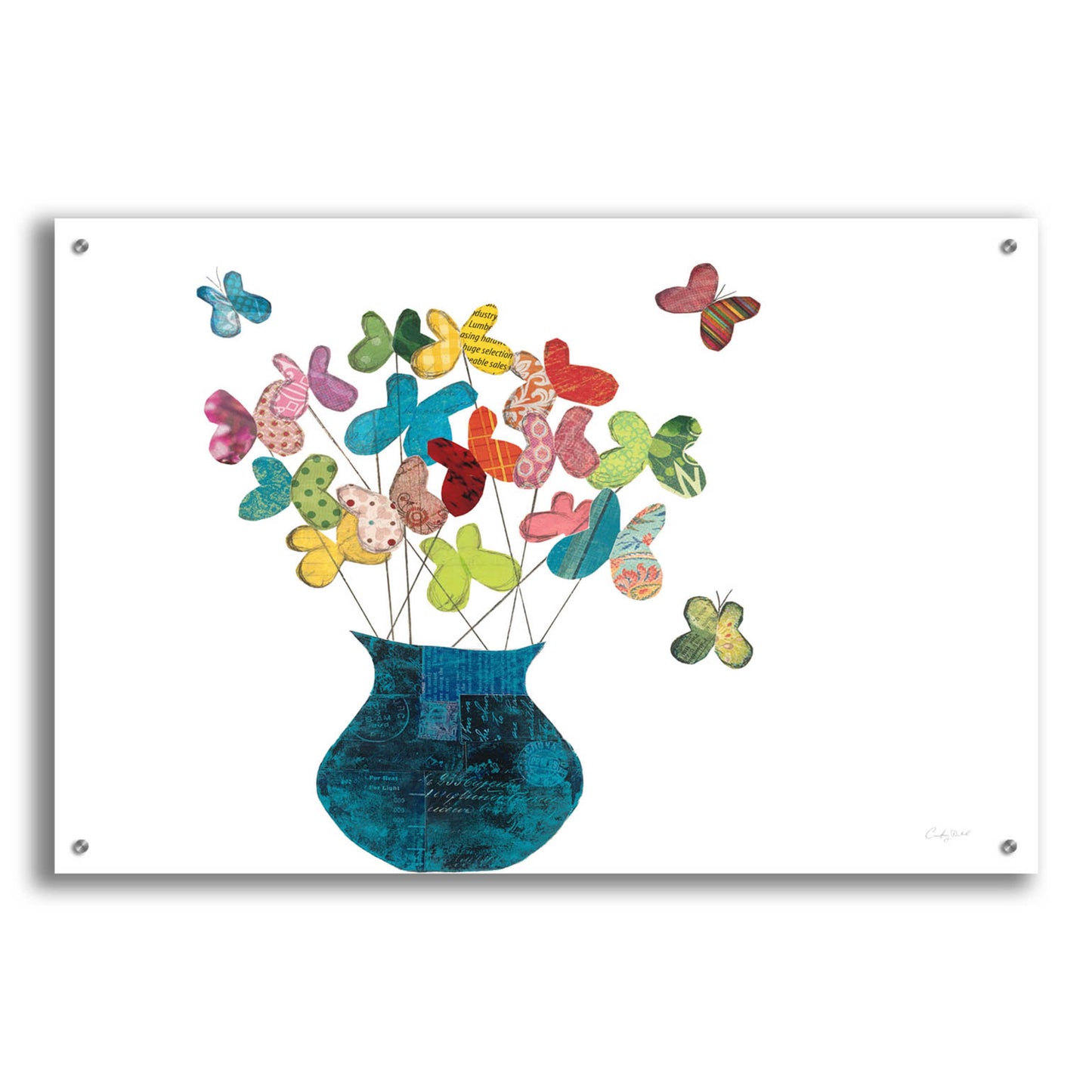 Epic Art 'Butterfly Bouquet on White by Courtney Prahl, Acrylic Glass Wall Art,36x24