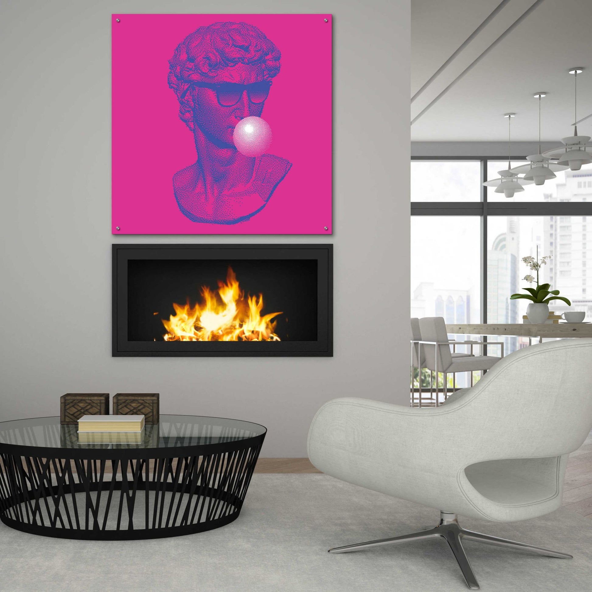 Epic Art 'Michelangelos Pixel David' by Epic Portfolio, Acrylic Glass Wall Art,36x36