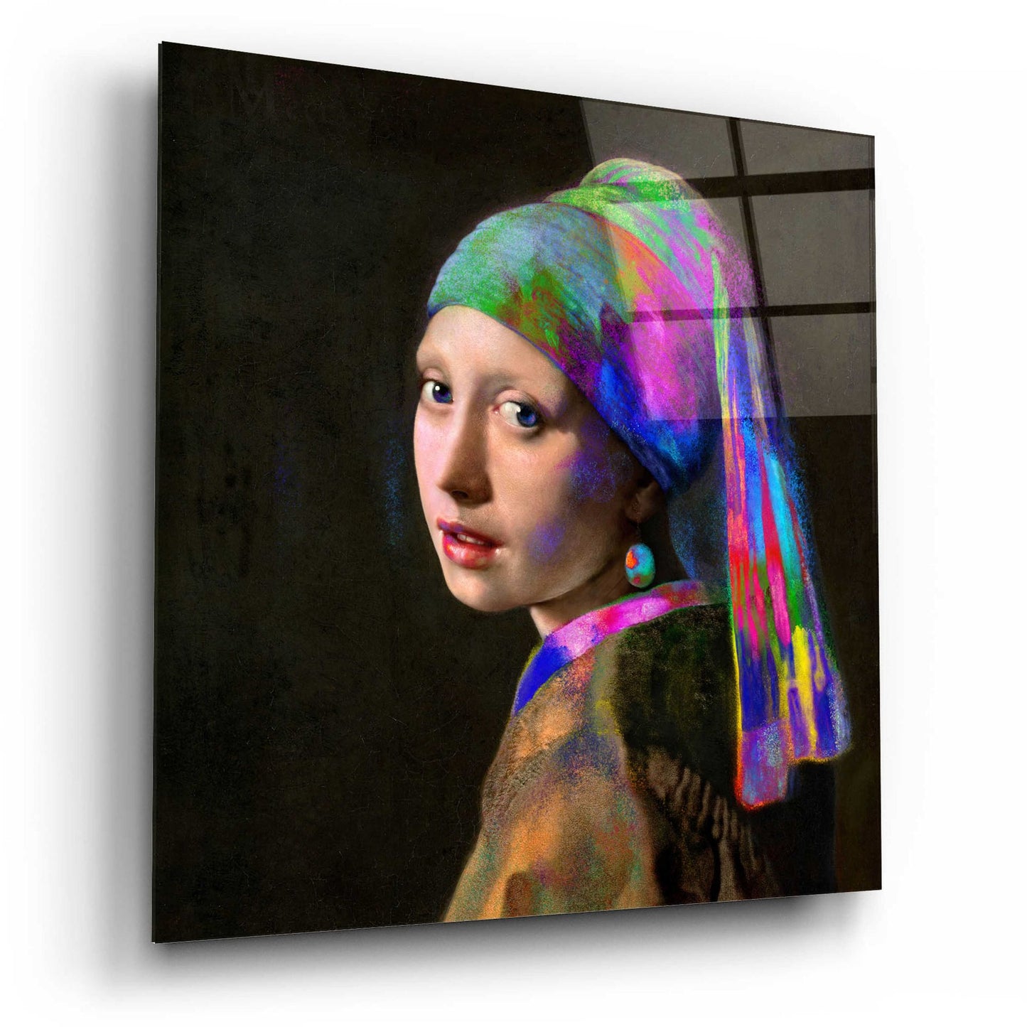 Epic Art 'Colorful Girl with a Pearl Earring' by Epic Portfolio, Acrylic Glass Wall Art,12x12