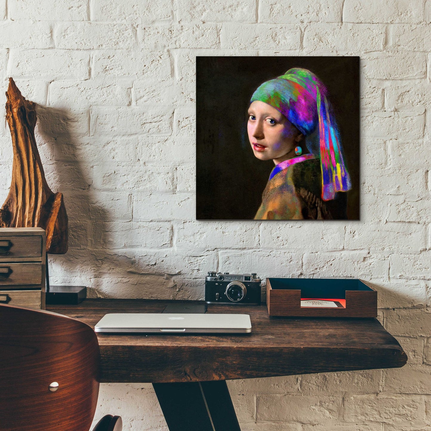 Epic Art 'Colorful Girl with a Pearl Earring' by Epic Portfolio, Acrylic Glass Wall Art,12x12