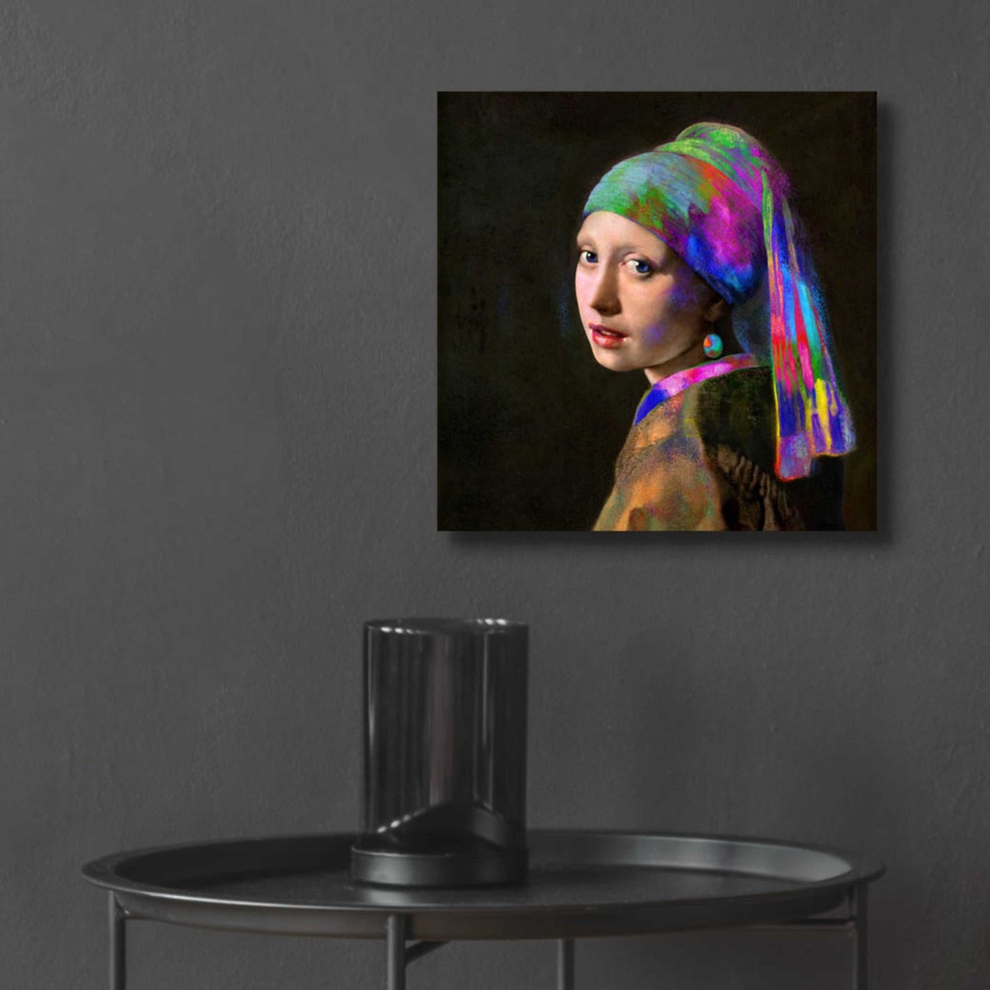 Epic Art 'Colorful Girl with a Pearl Earring' by Epic Portfolio, Acrylic Glass Wall Art,12x12