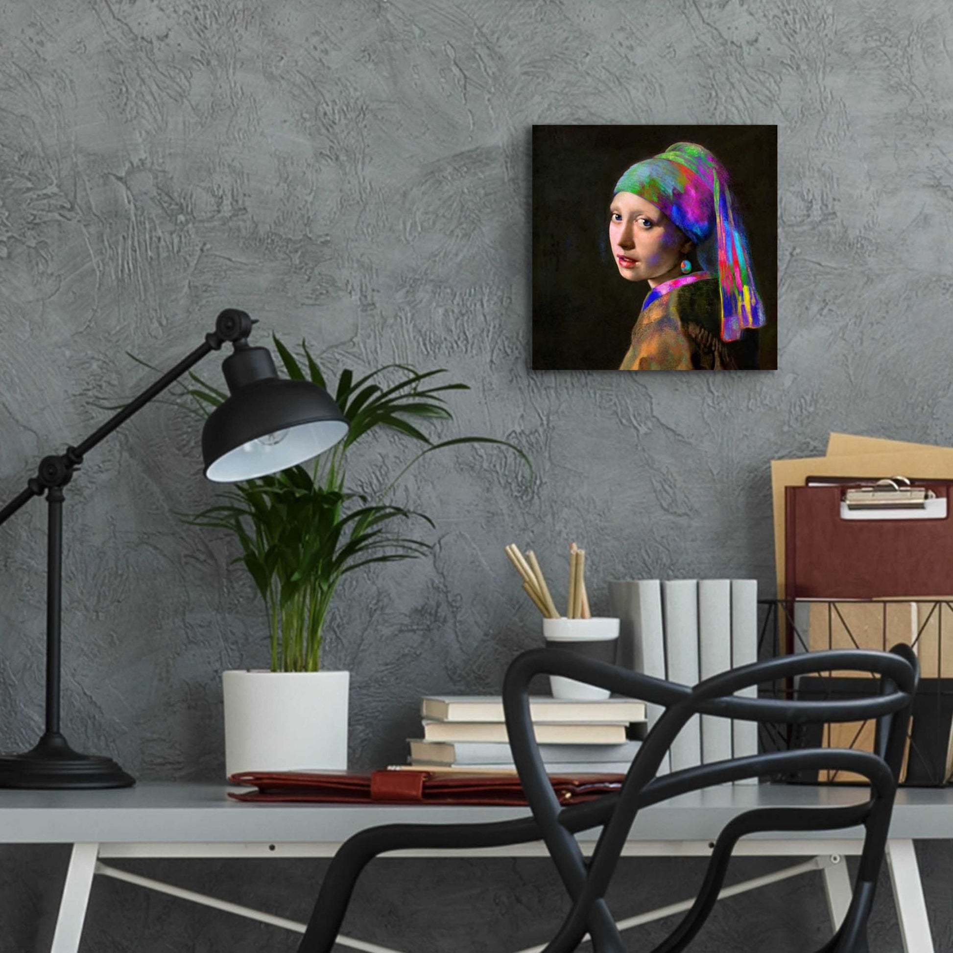 Epic Art 'Colorful Girl with a Pearl Earring' by Epic Portfolio, Acrylic Glass Wall Art,12x12