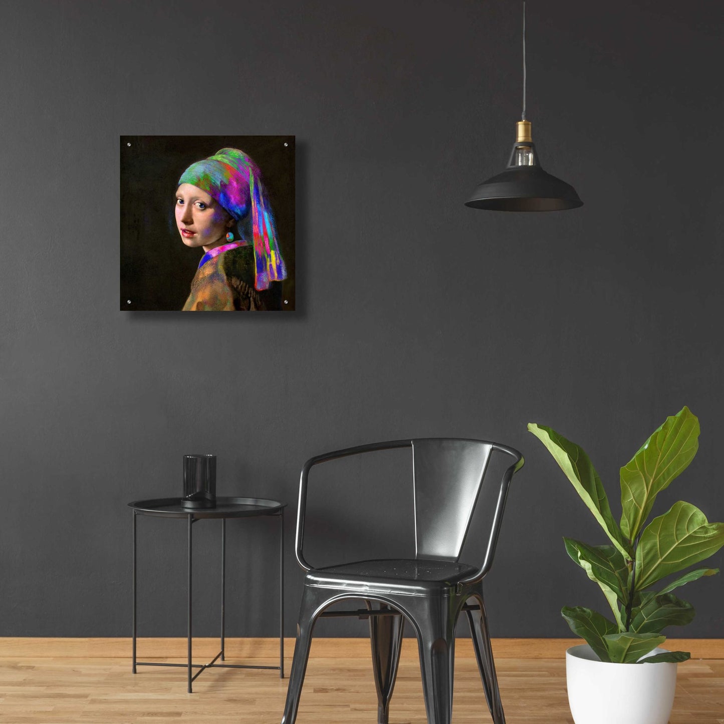 Epic Art 'Colorful Girl with a Pearl Earring' by Epic Portfolio, Acrylic Glass Wall Art,24x24