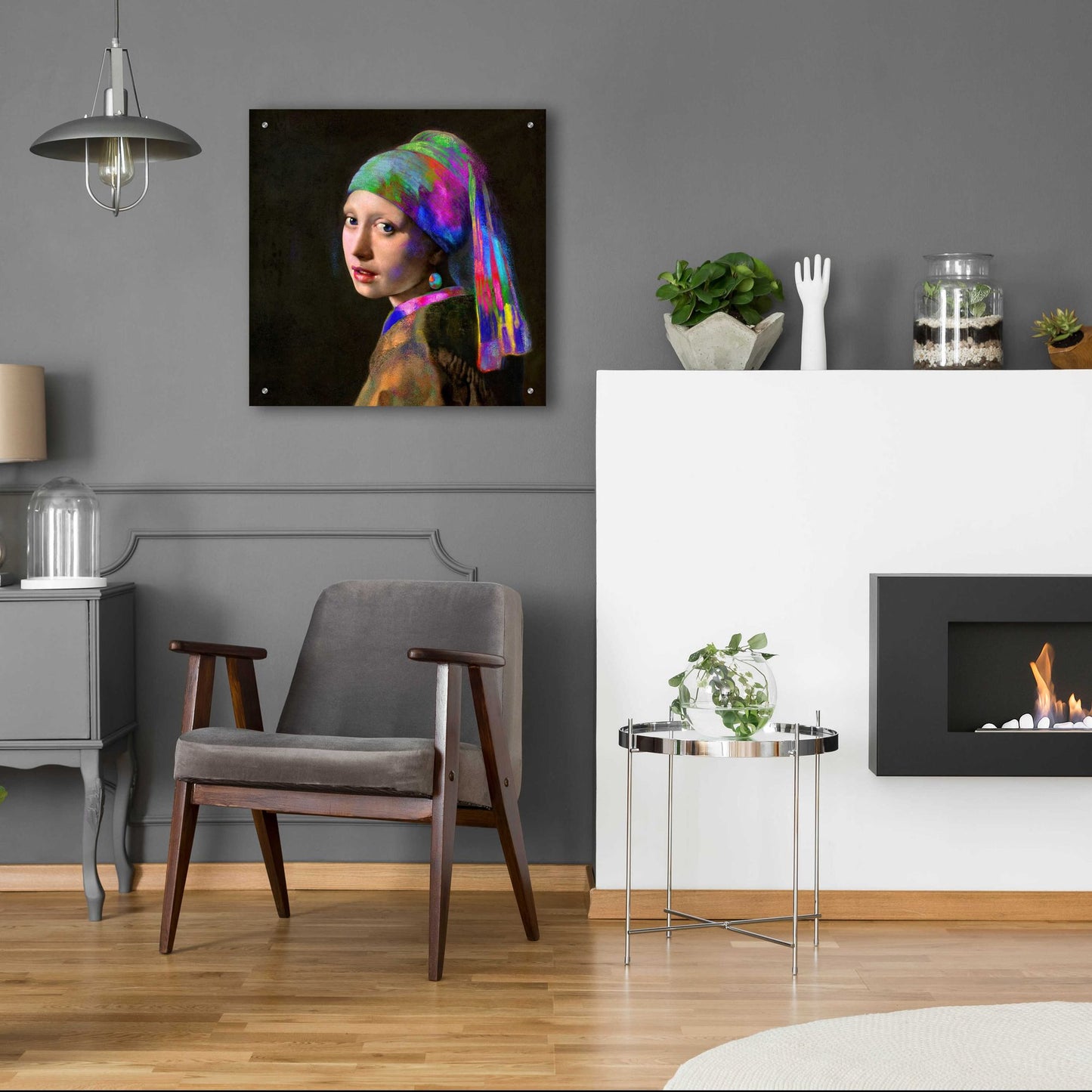 Epic Art 'Colorful Girl with a Pearl Earring' by Epic Portfolio, Acrylic Glass Wall Art,24x24