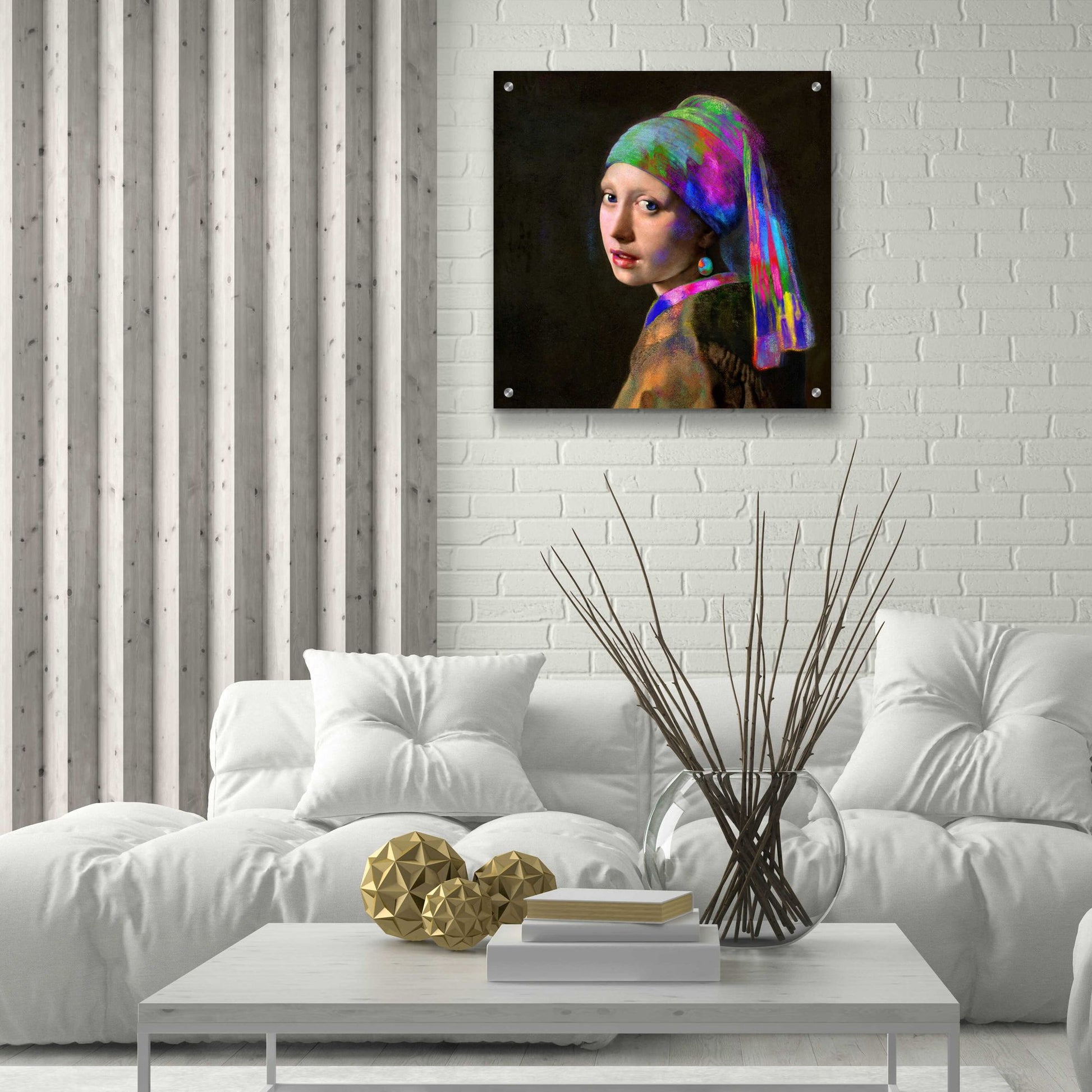 Epic Art 'Colorful Girl with a Pearl Earring' by Epic Portfolio, Acrylic Glass Wall Art,24x24