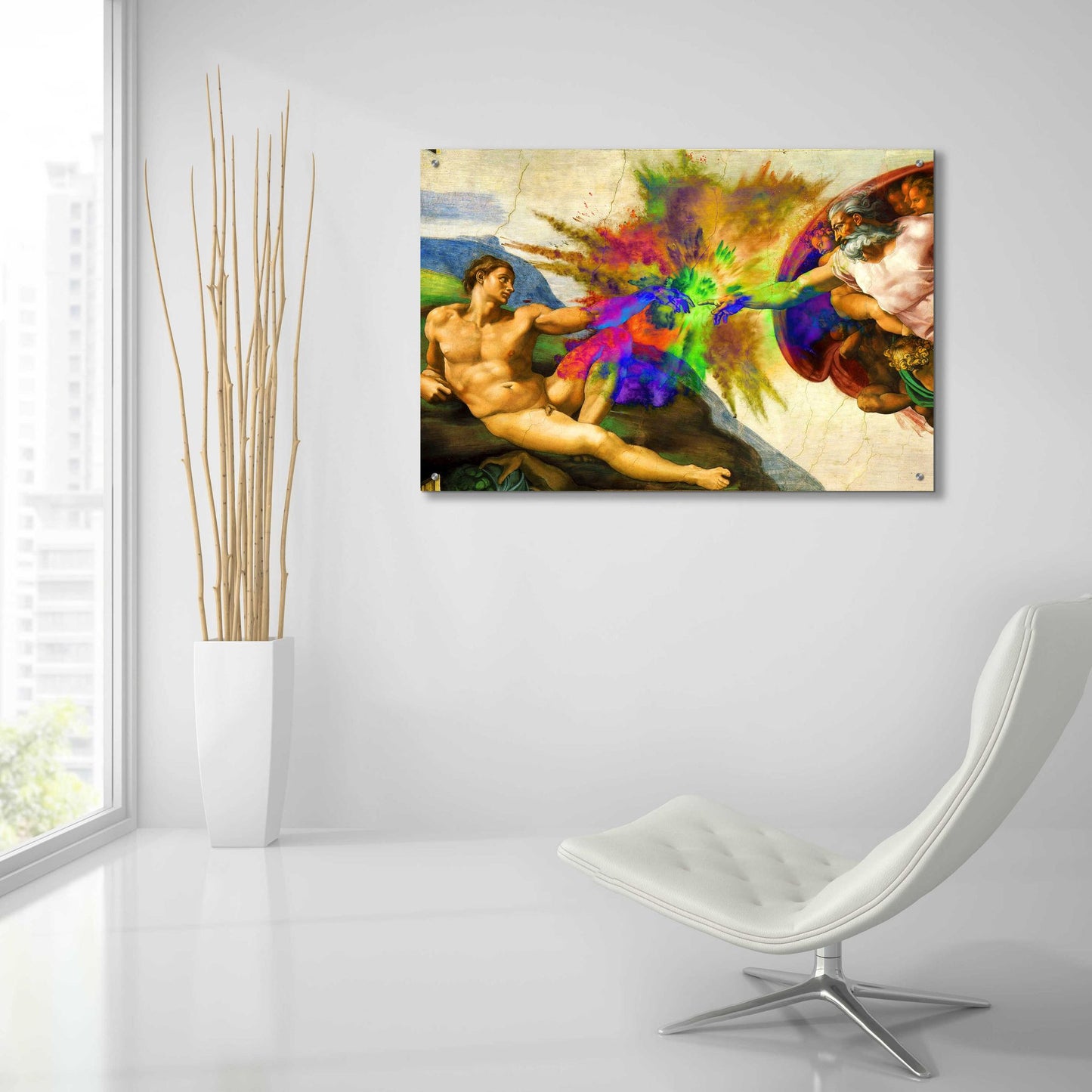Epic Art 'Michelangelo - Creation of Adam Colorful I' by Epic Art Portfolio, Acrylic Glass Wall Art,36x24