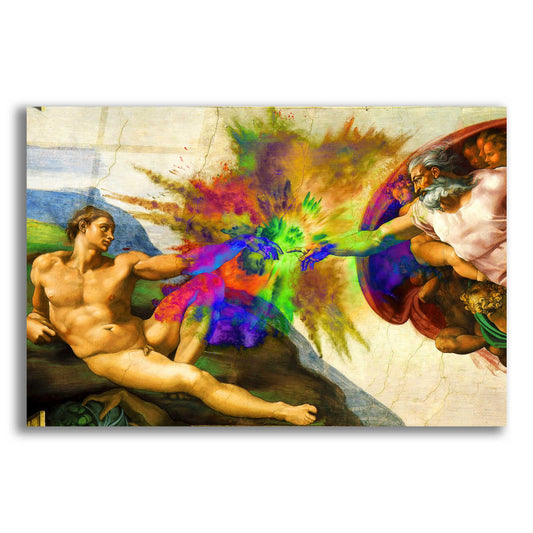 Epic Art 'Michelangelo - Creation of Adam Colorful I' by Epic Art Portfolio, Acrylic Glass Wall Art