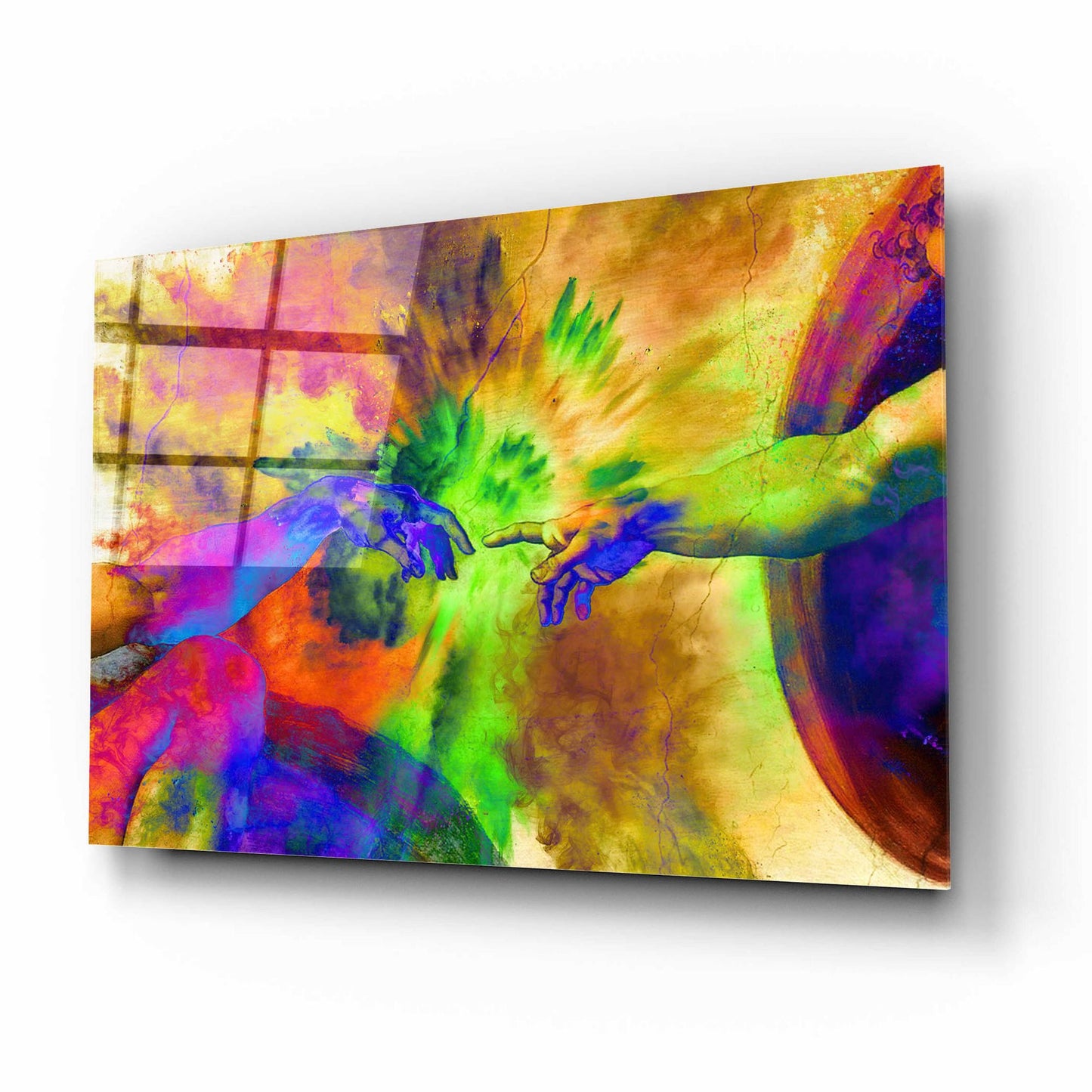 Epic Art 'Michelangelo - Creation of Adam Colorful II' by Epic Art Portfolio, Acrylic Glass Wall Art,16x12