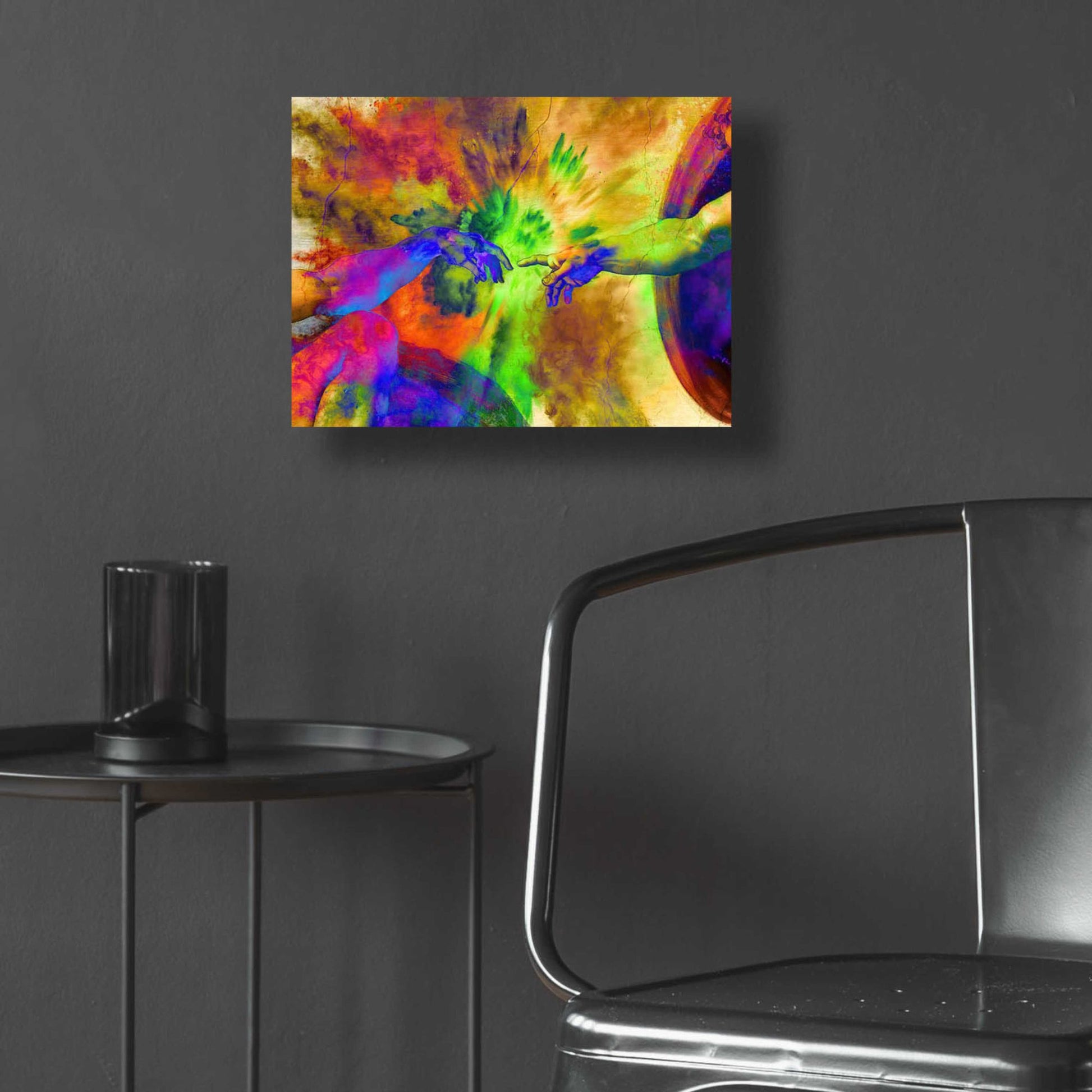 Epic Art 'Michelangelo - Creation of Adam Colorful II' by Epic Art Portfolio, Acrylic Glass Wall Art,16x12