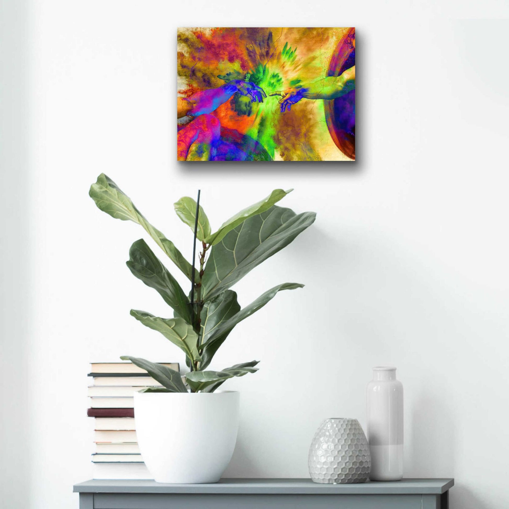 Epic Art 'Michelangelo - Creation of Adam Colorful II' by Epic Art Portfolio, Acrylic Glass Wall Art,16x12