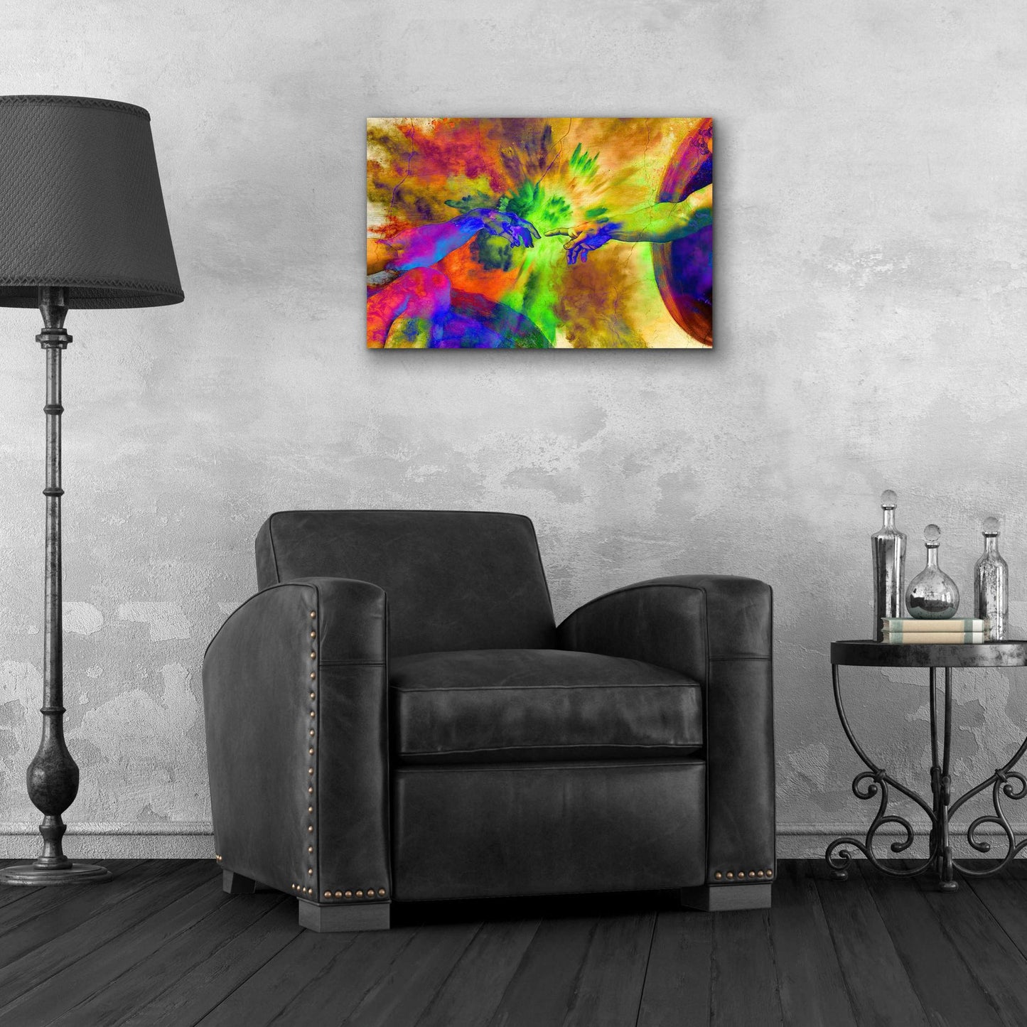 Epic Art 'Michelangelo - Creation of Adam Colorful II' by Epic Art Portfolio, Acrylic Glass Wall Art,24x16