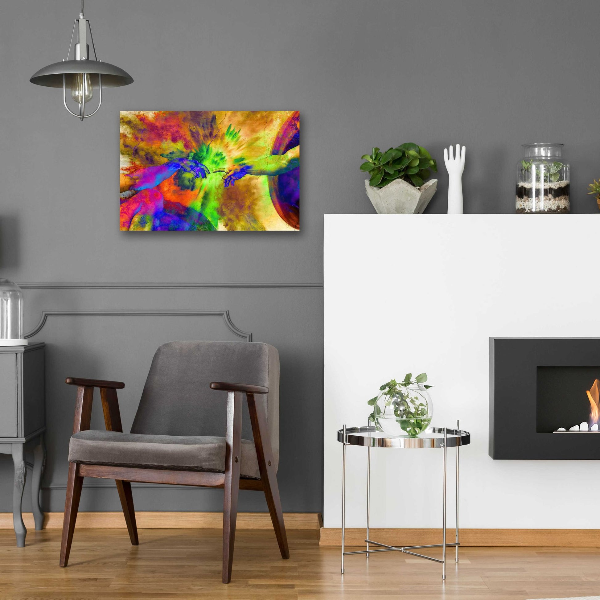 Epic Art 'Michelangelo - Creation of Adam Colorful II' by Epic Art Portfolio, Acrylic Glass Wall Art,24x16