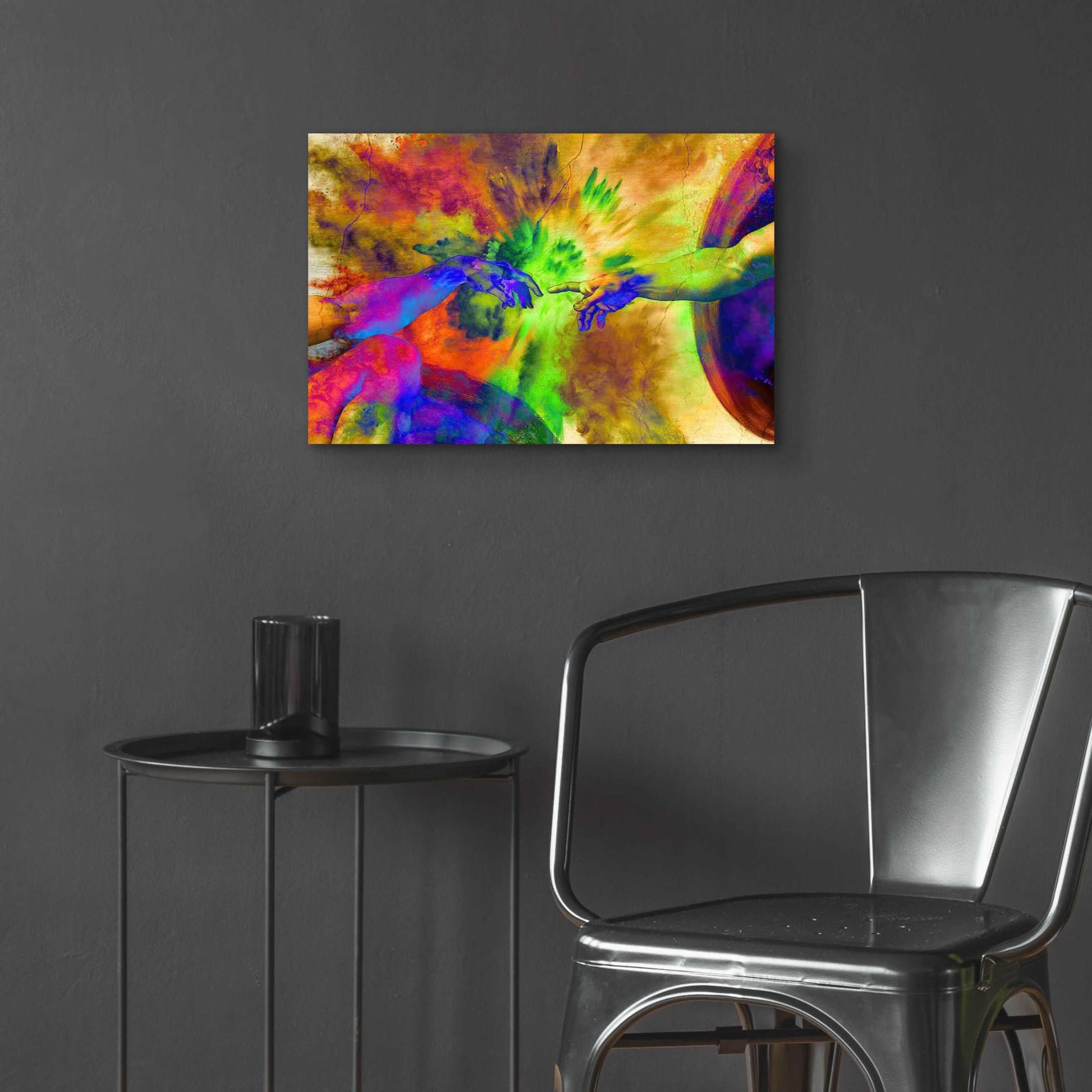 Epic Art 'Michelangelo - Creation of Adam Colorful II' by Epic Art Portfolio, Acrylic Glass Wall Art,24x16