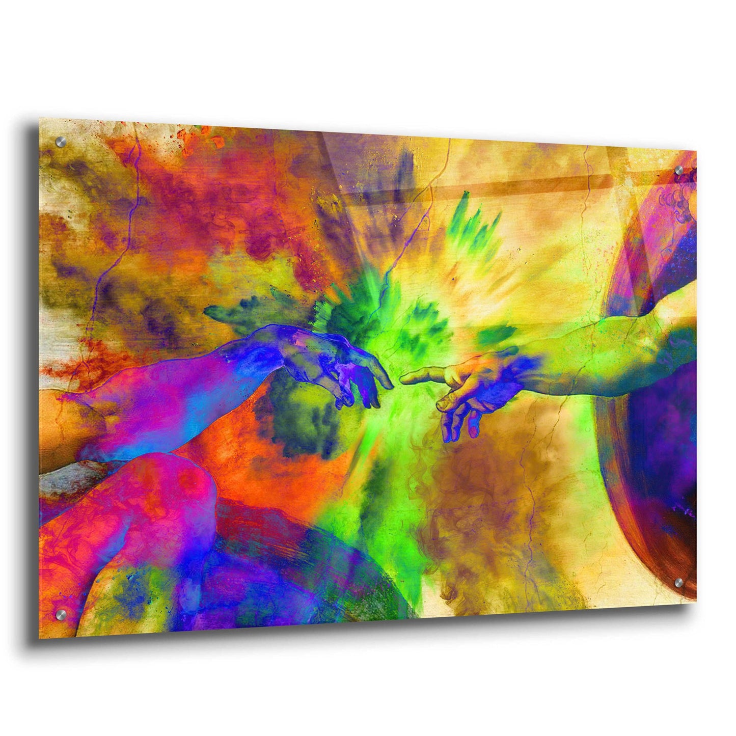 Epic Art 'Michelangelo - Creation of Adam Colorful II' by Epic Art Portfolio, Acrylic Glass Wall Art,36x24