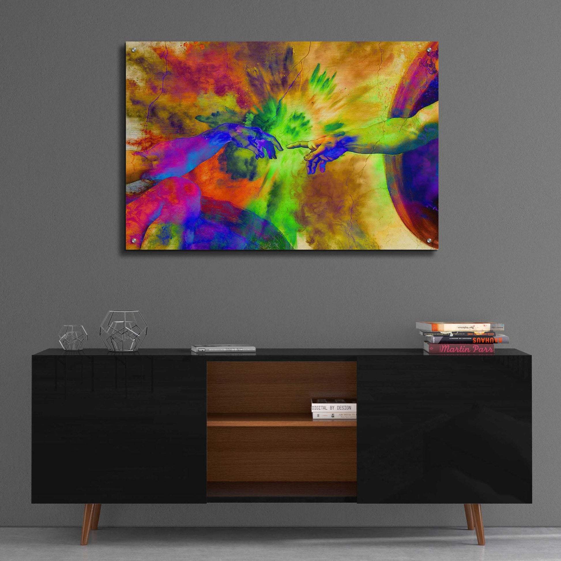 Epic Art 'Michelangelo - Creation of Adam Colorful II' by Epic Art Portfolio, Acrylic Glass Wall Art,36x24