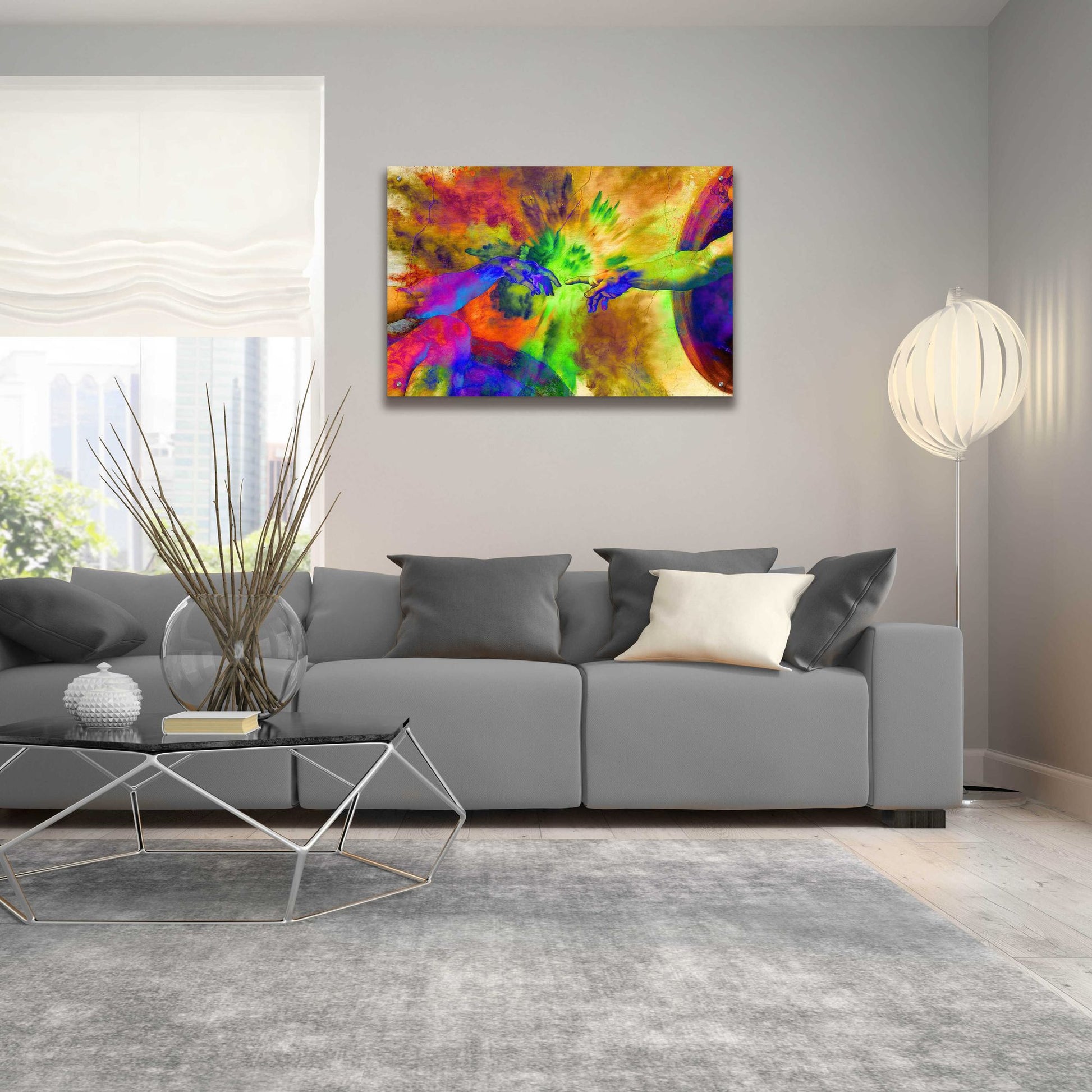 Epic Art 'Michelangelo - Creation of Adam Colorful II' by Epic Art Portfolio, Acrylic Glass Wall Art,36x24