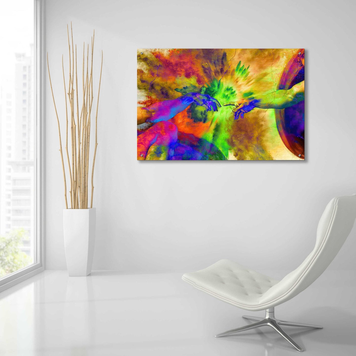 Epic Art 'Michelangelo - Creation of Adam Colorful II' by Epic Art Portfolio, Acrylic Glass Wall Art,36x24