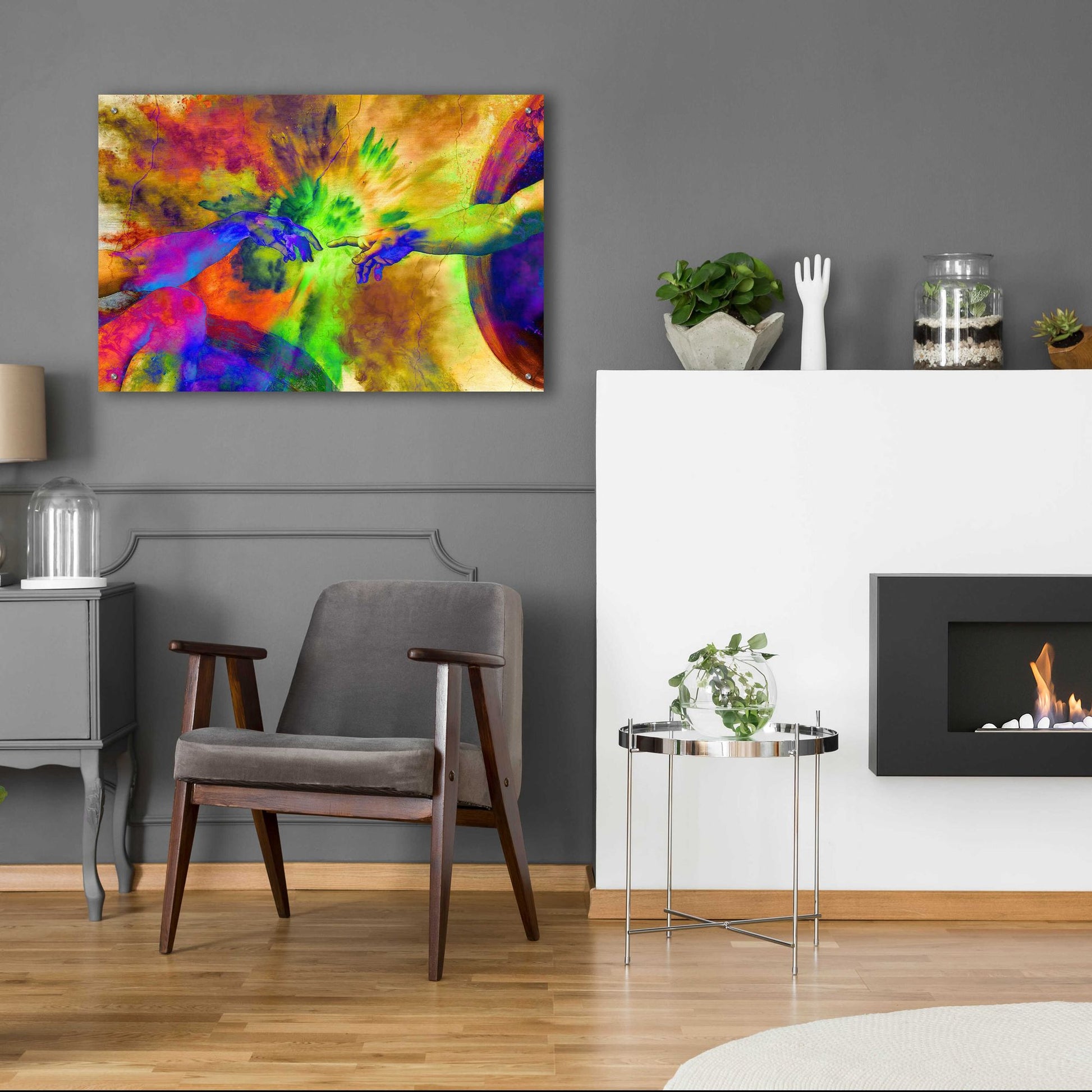 Epic Art 'Michelangelo - Creation of Adam Colorful II' by Epic Art Portfolio, Acrylic Glass Wall Art,36x24