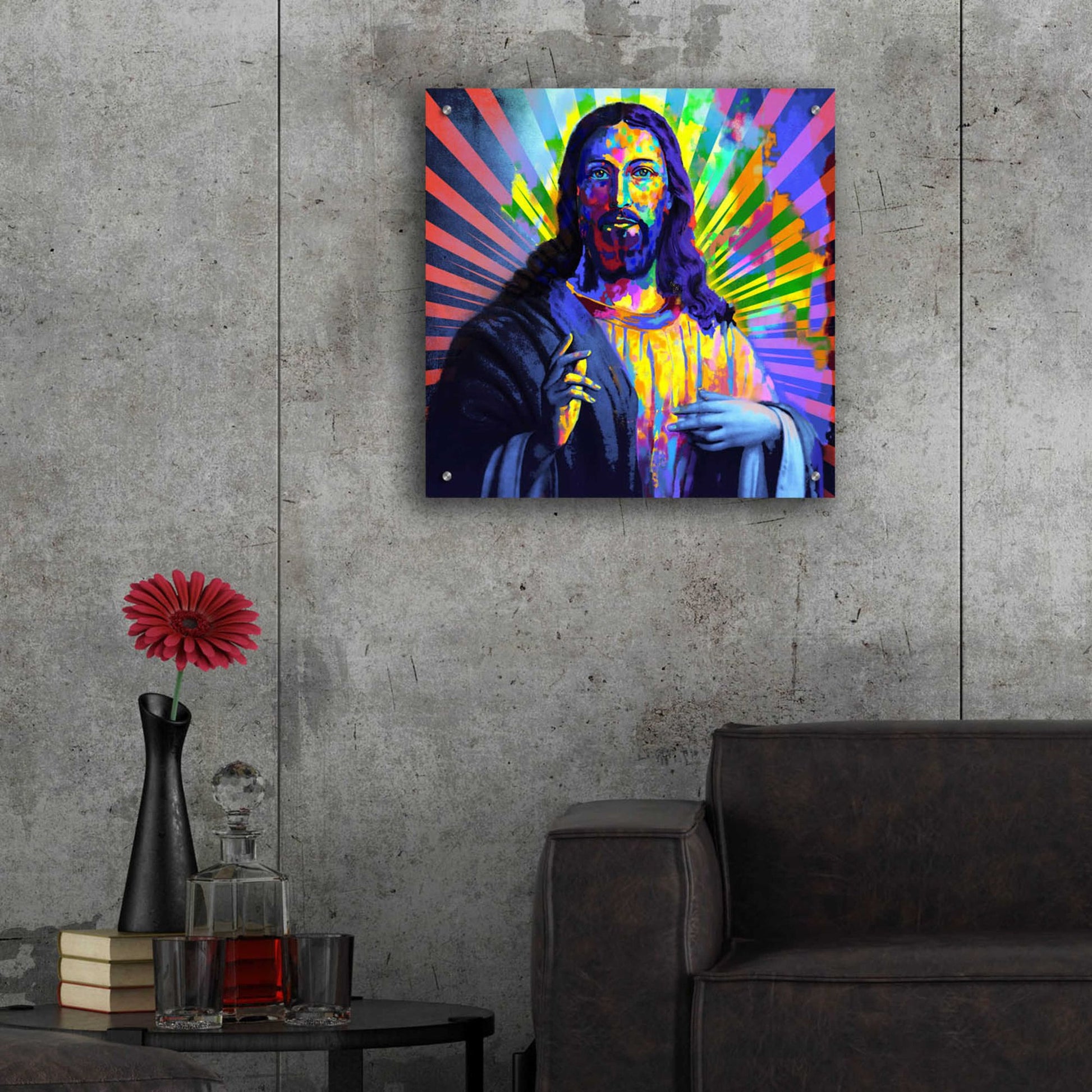 Epic Art 'Colorful Christ I' by Epic Art Portfolio, Acrylic Glass Wall Art,24x24