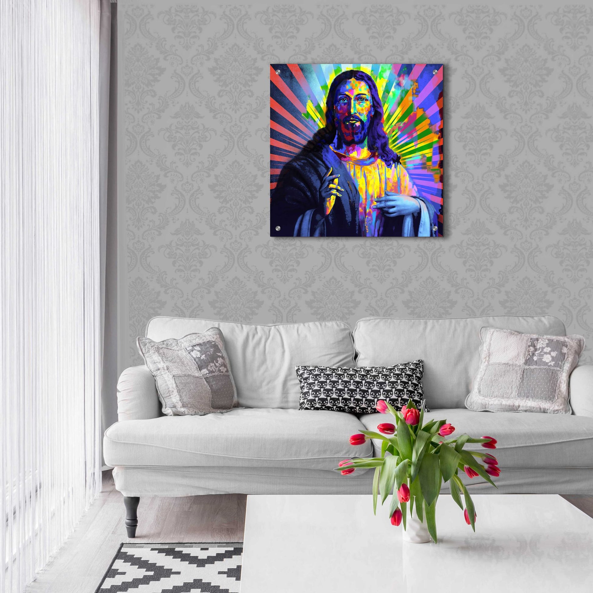 Epic Art 'Colorful Christ I' by Epic Art Portfolio, Acrylic Glass Wall Art,24x24