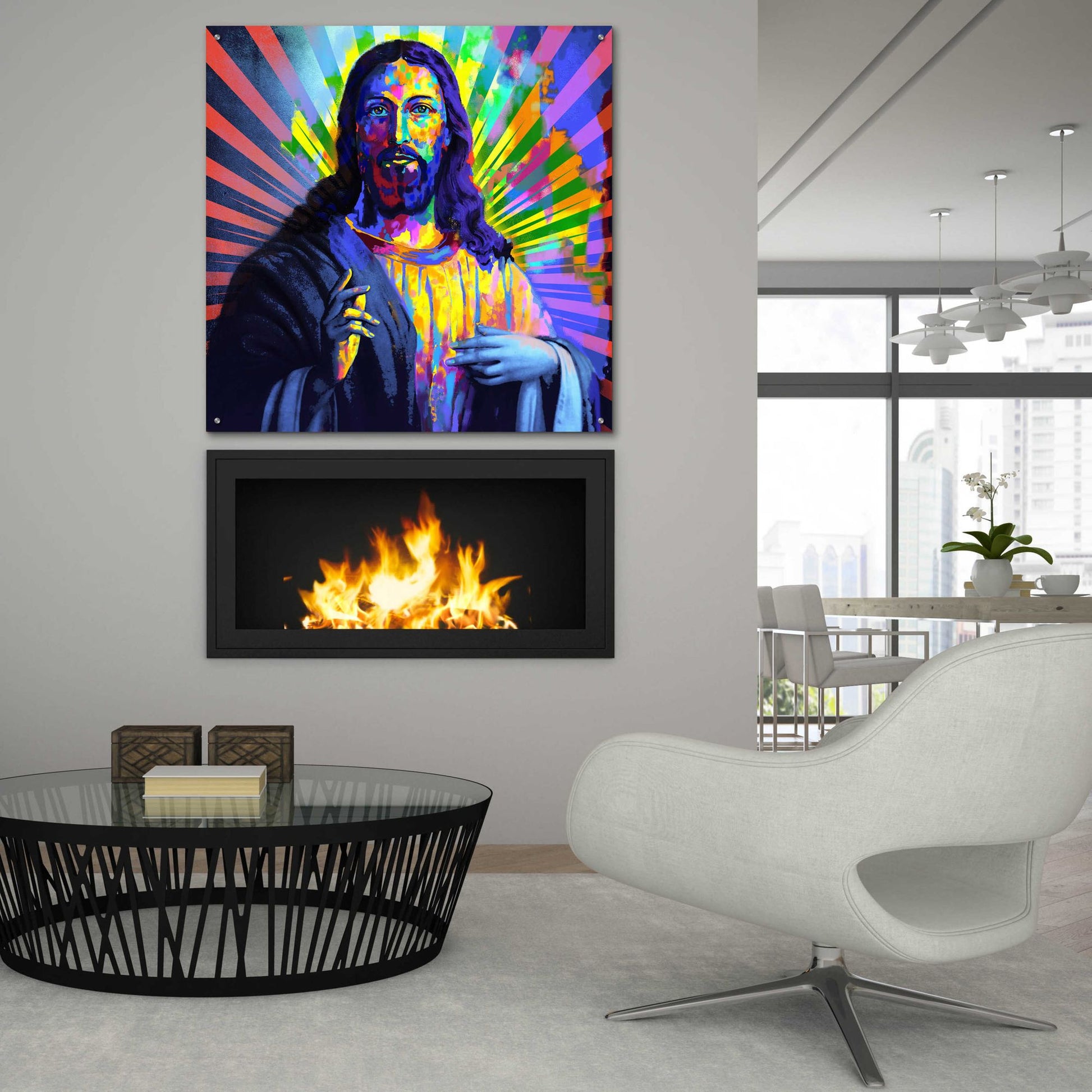 Epic Art 'Colorful Christ I' by Epic Art Portfolio, Acrylic Glass Wall Art,36x36