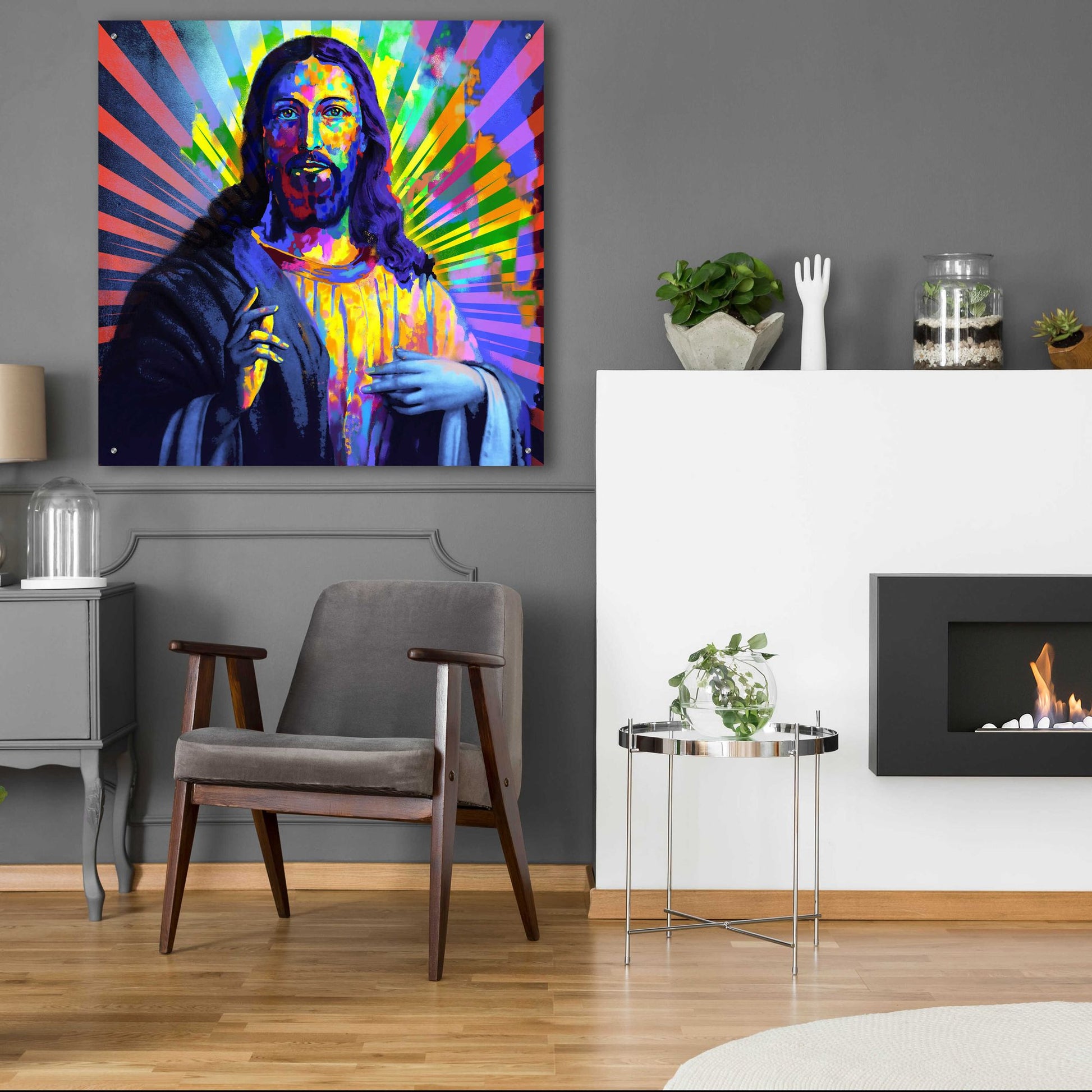 Epic Art 'Colorful Christ I' by Epic Art Portfolio, Acrylic Glass Wall Art,36x36