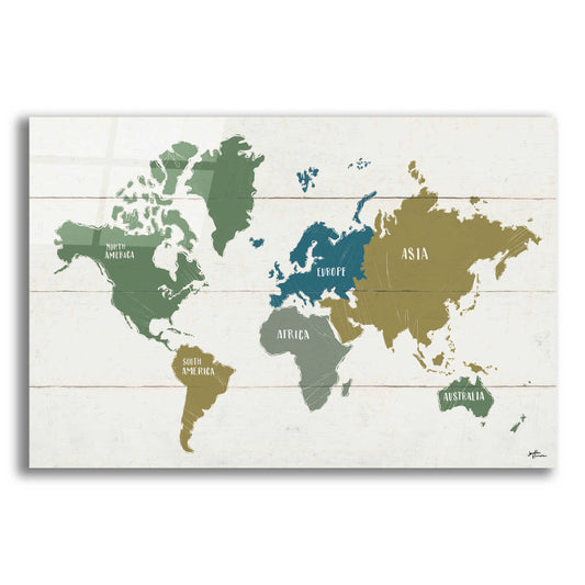 Epic Art 'Peace and Lodge World Map' by Janelle Penner, Acrylic Glass Wall Art