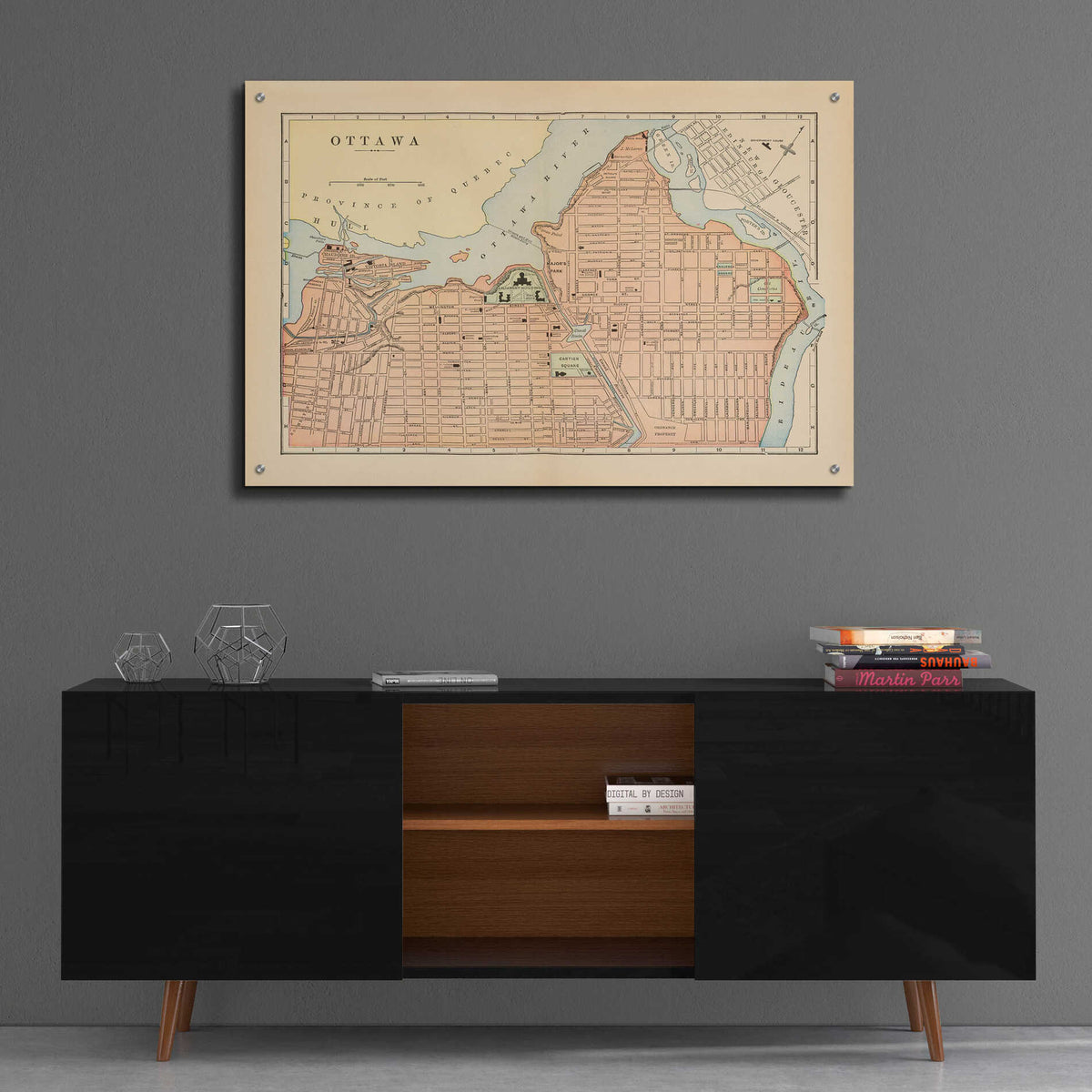 Epic Art 'Map of Ottawa' by Wild Apple Portfolio, Acrylic Glass Wall Art,36x24