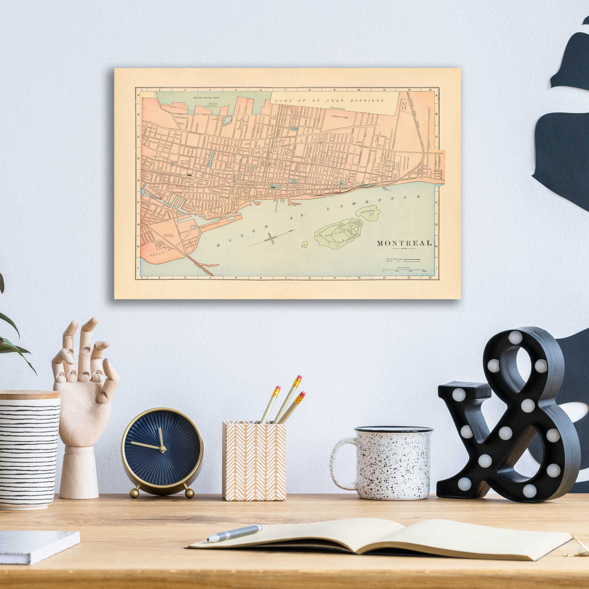 Epic Art 'Map of Montreal' by Wild Apple Portfolio, Acrylic Glass Wall Art,16x12